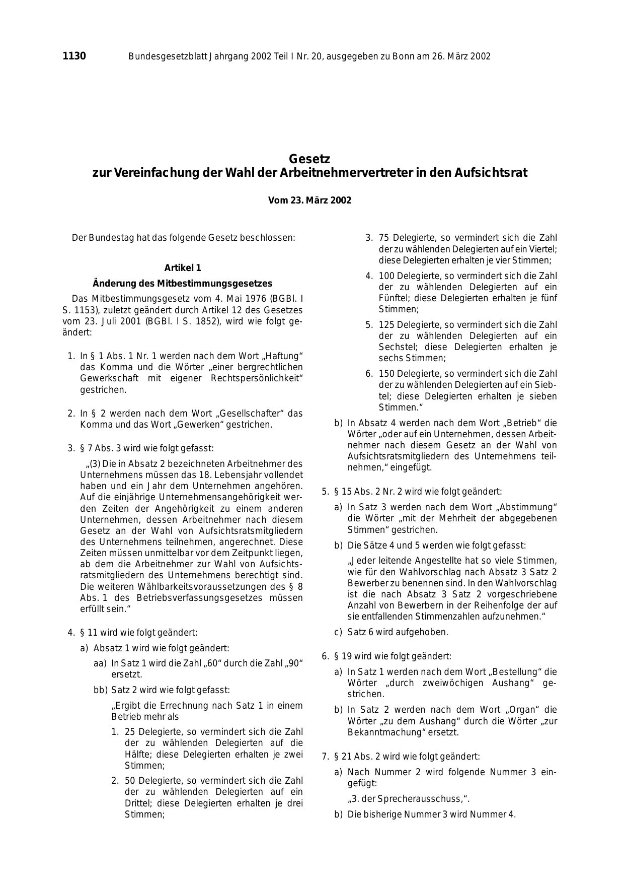 BGBl. 2002, Seite 1130 — Originalseite als Abbildung