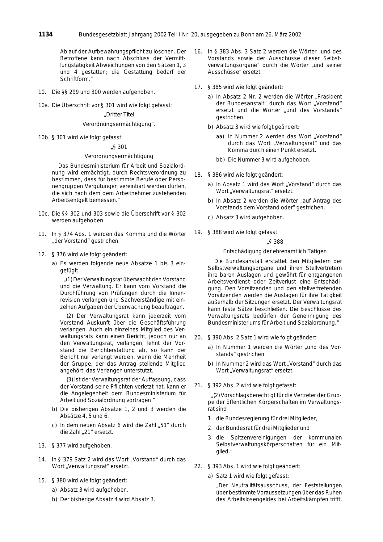 BGBl. 2002, Seite 1134 — Originalseite als Abbildung