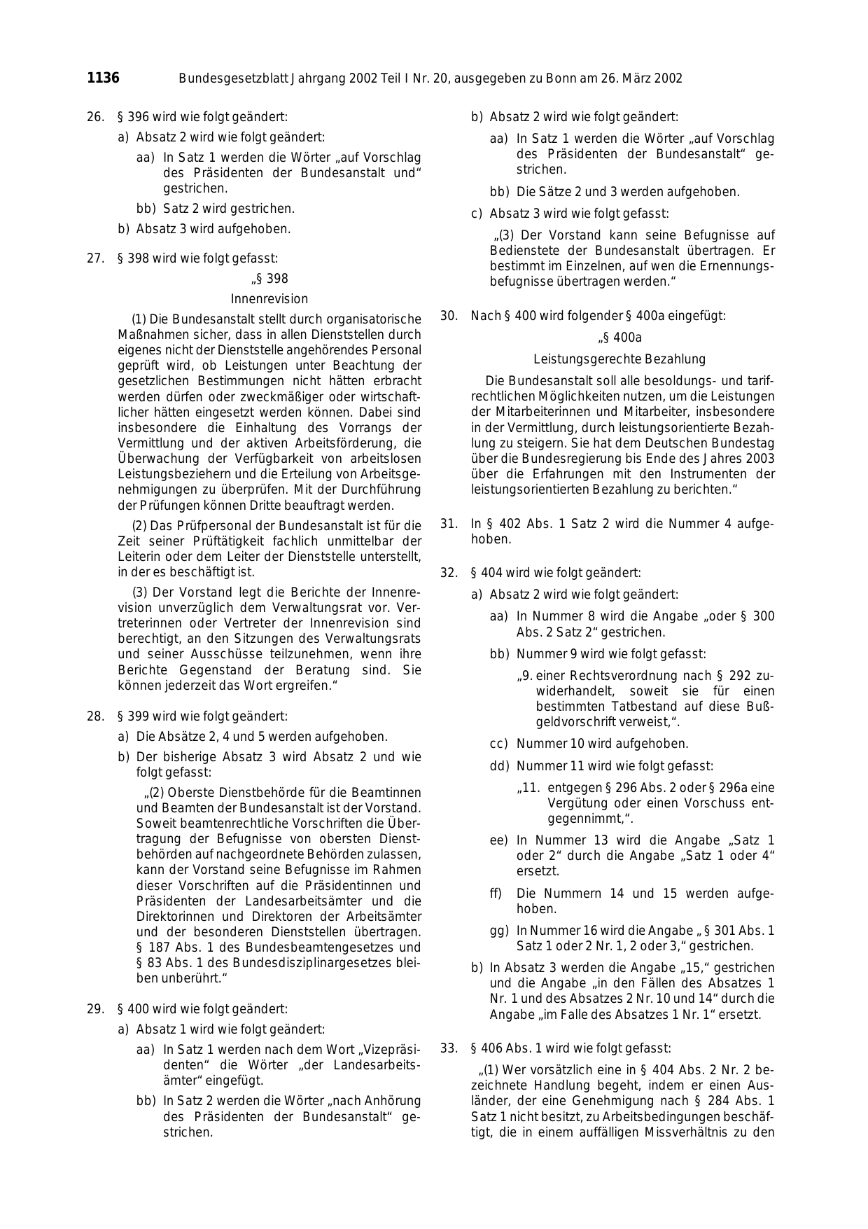 BGBl. 2002, Seite 1136 — Originalseite als Abbildung