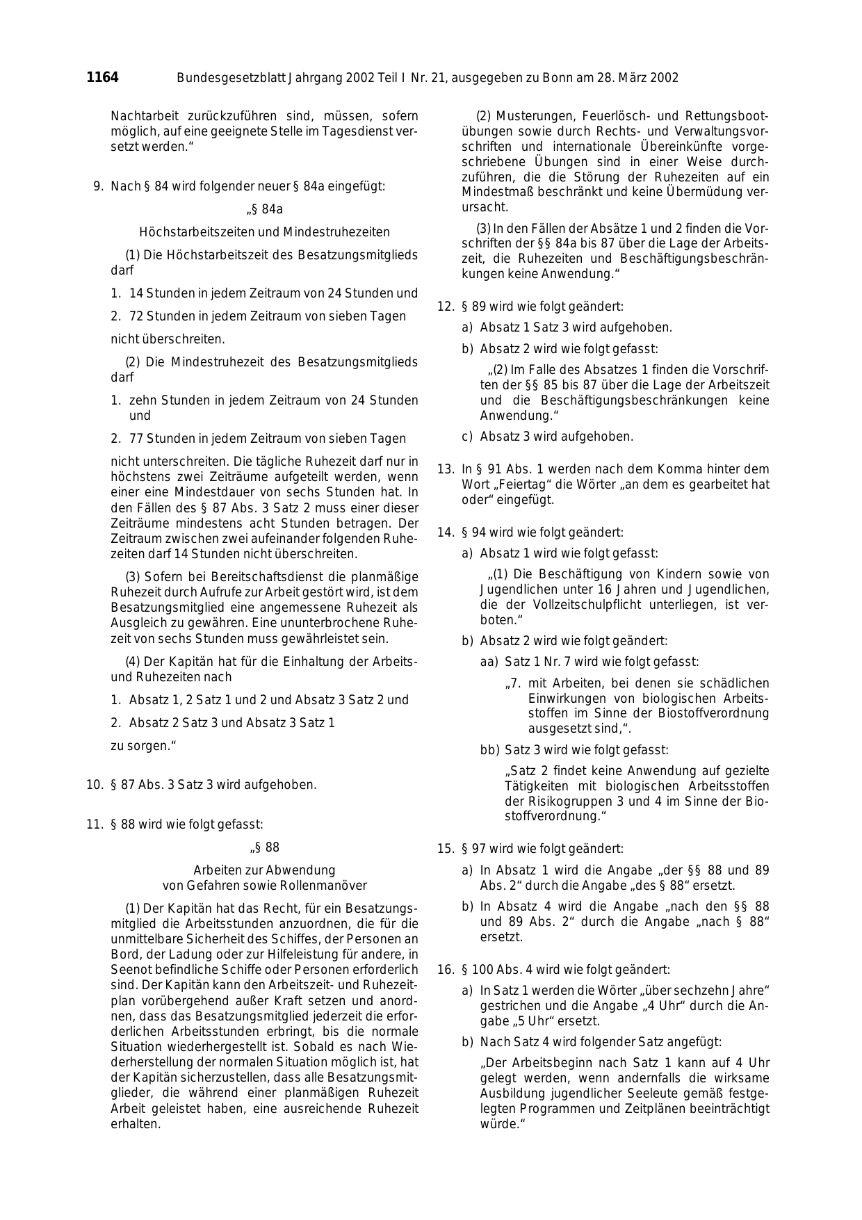 BGBl. 2002, Seite 1164 — Originalseite als Abbildung