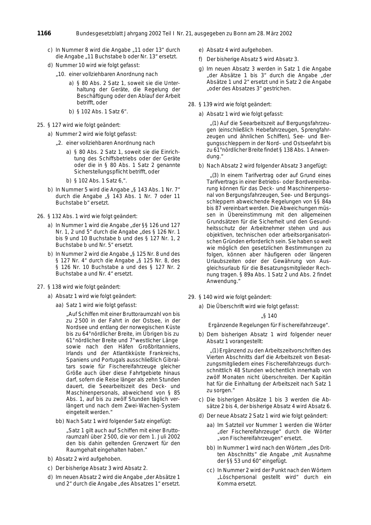 BGBl. 2002, Seite 1166 — Originalseite als Abbildung