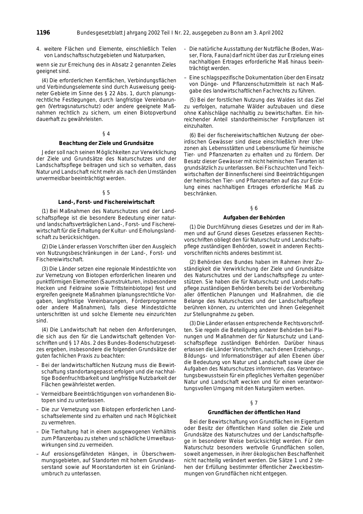 BGBl. 2002, Seite 1196 — Originalseite als Abbildung