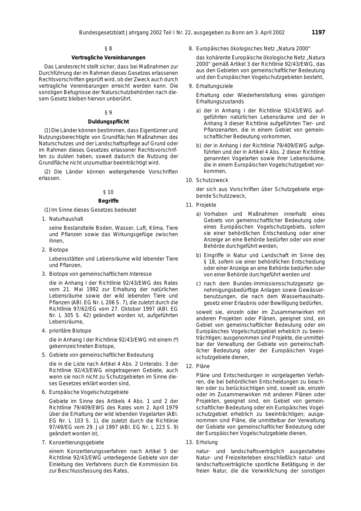 BGBl. 2002, Seite 1197 — Originalseite als Abbildung