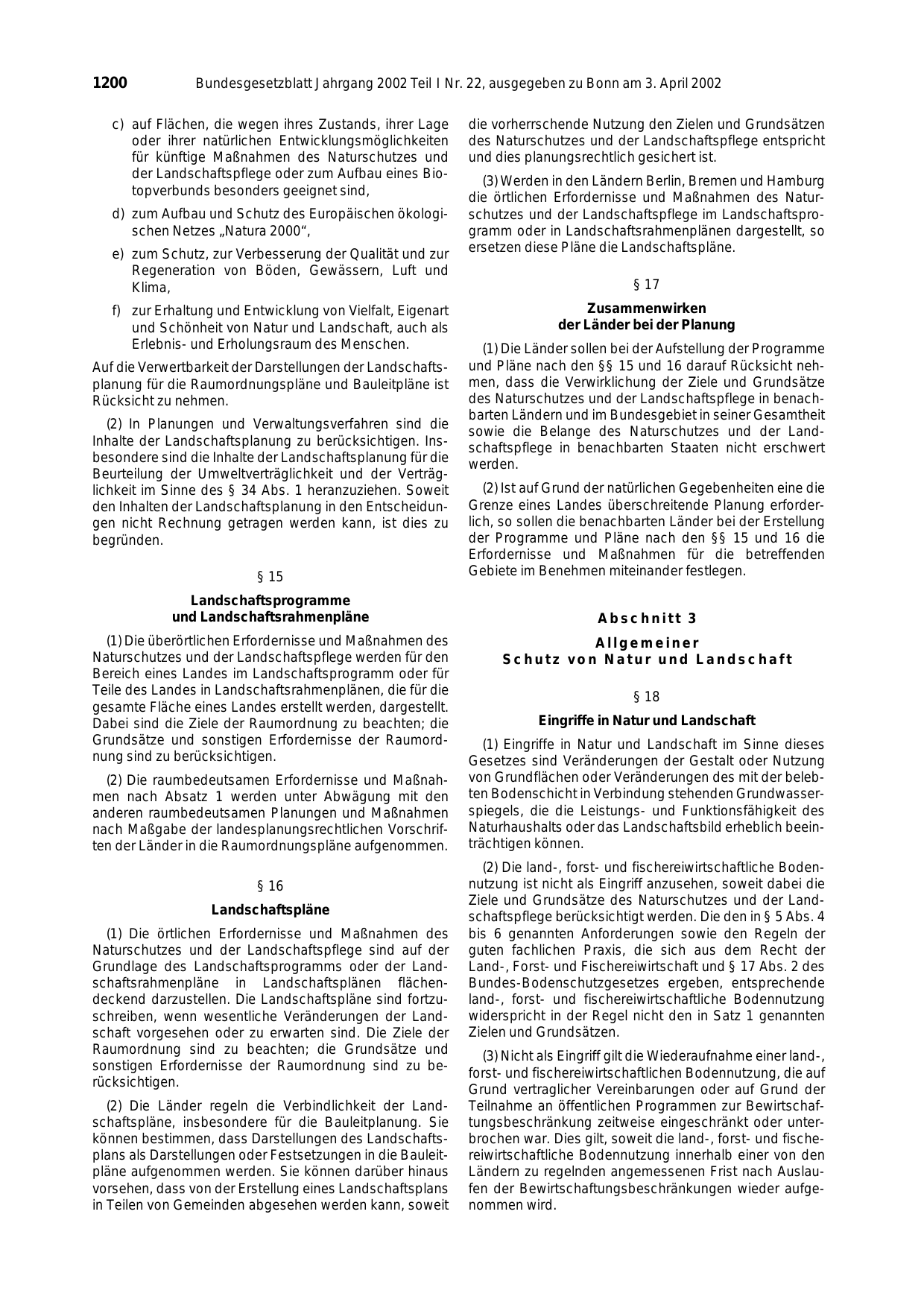 BGBl. 2002, Seite 1200 — Originalseite als Abbildung