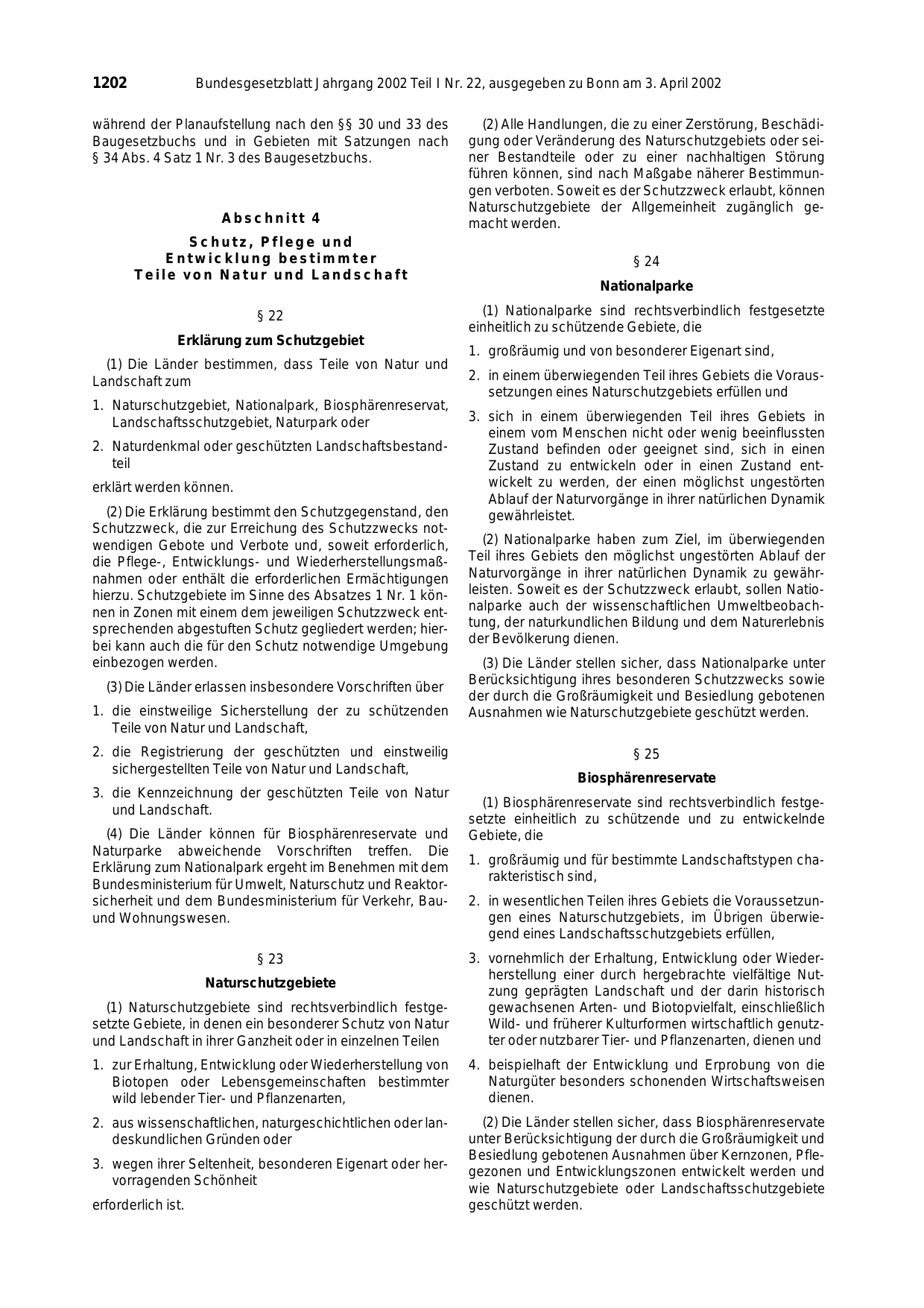BGBl. 2002, Seite 1202 — Originalseite als Abbildung