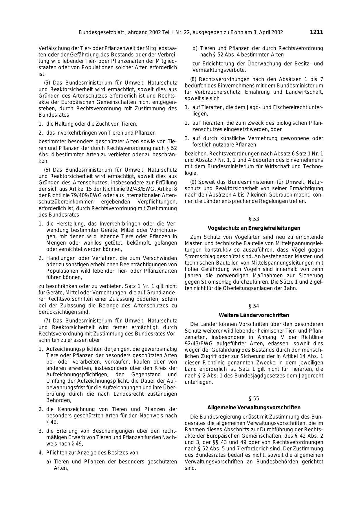 BGBl. 2002, Seite 1211 — Originalseite als Abbildung