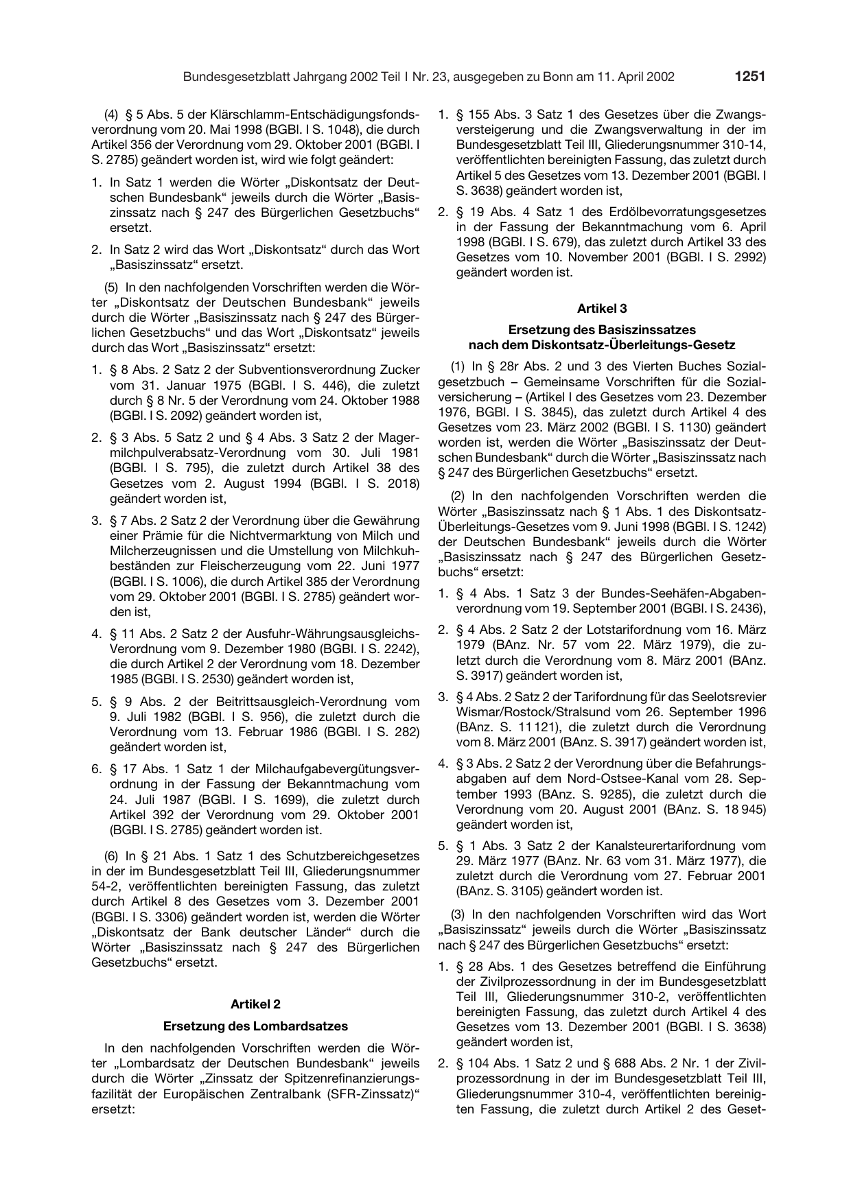 BGBl. 2002, Seite 1251 — Originalseite als Abbildung