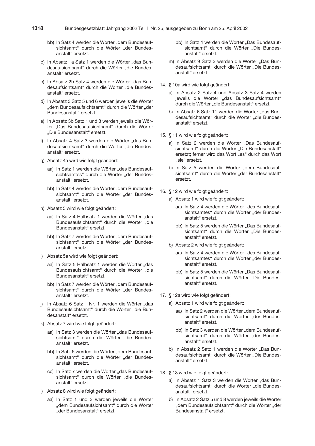 BGBl. 2002, Seite 1318 — Originalseite als Abbildung