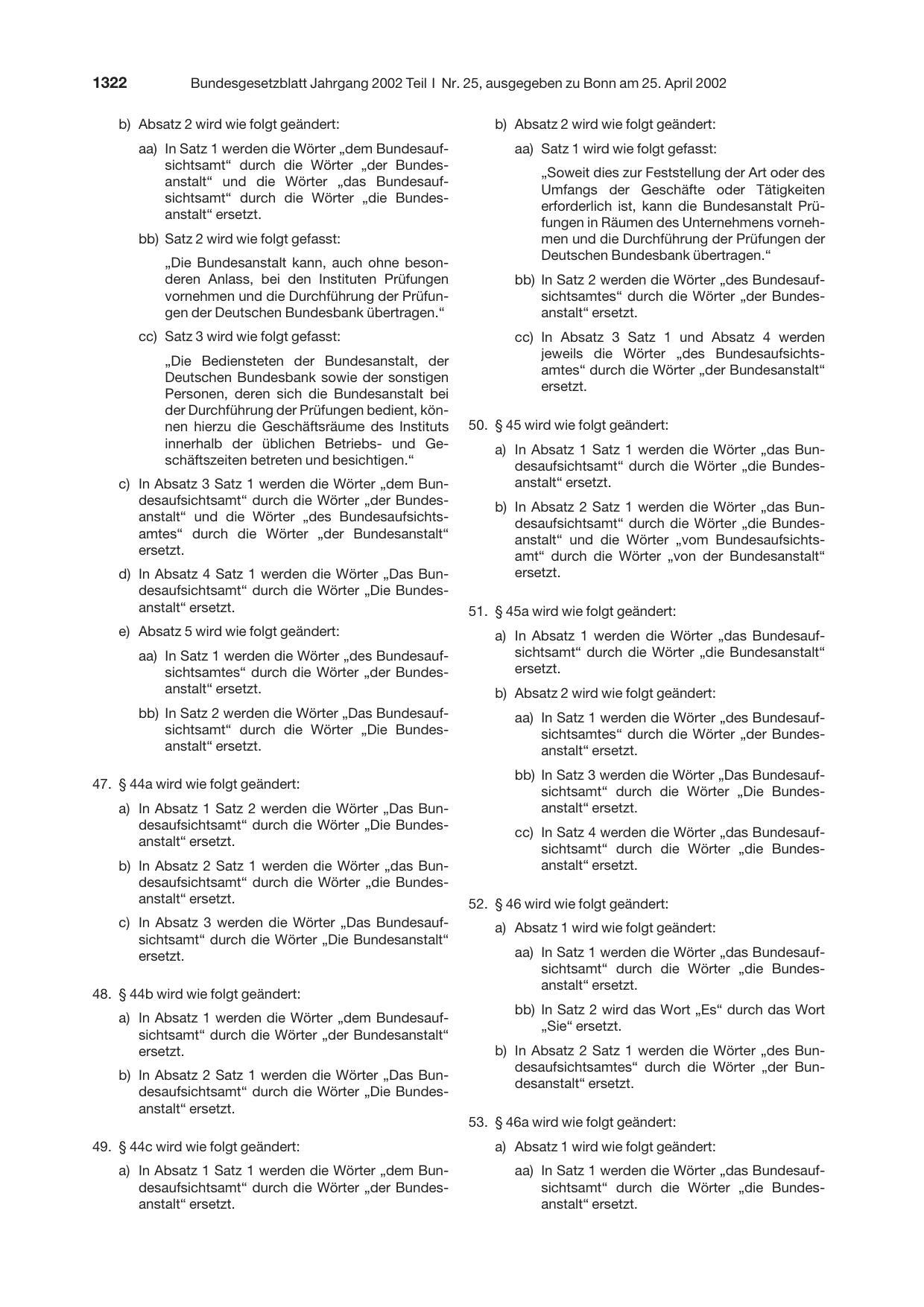 BGBl. 2002, Seite 1322 — Originalseite als Abbildung