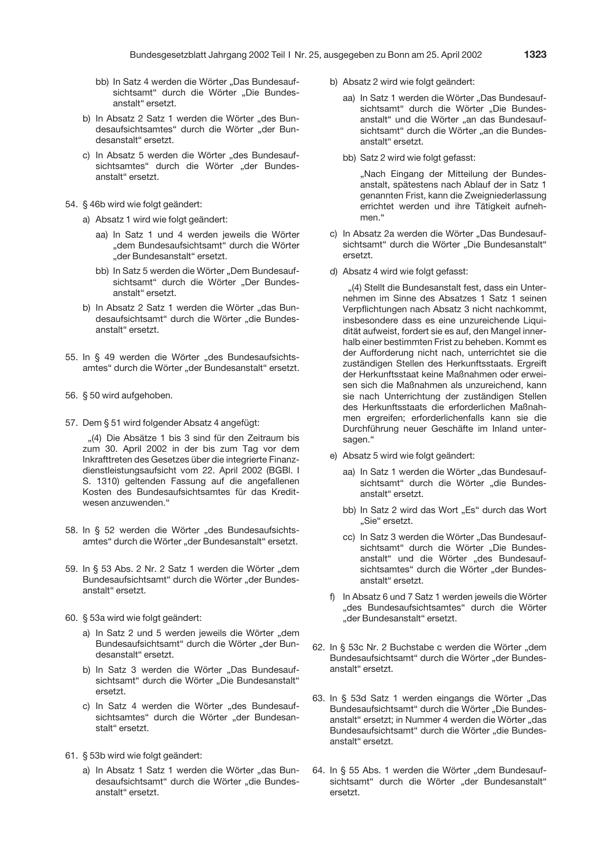 BGBl. 2002, Seite 1323 — Originalseite als Abbildung