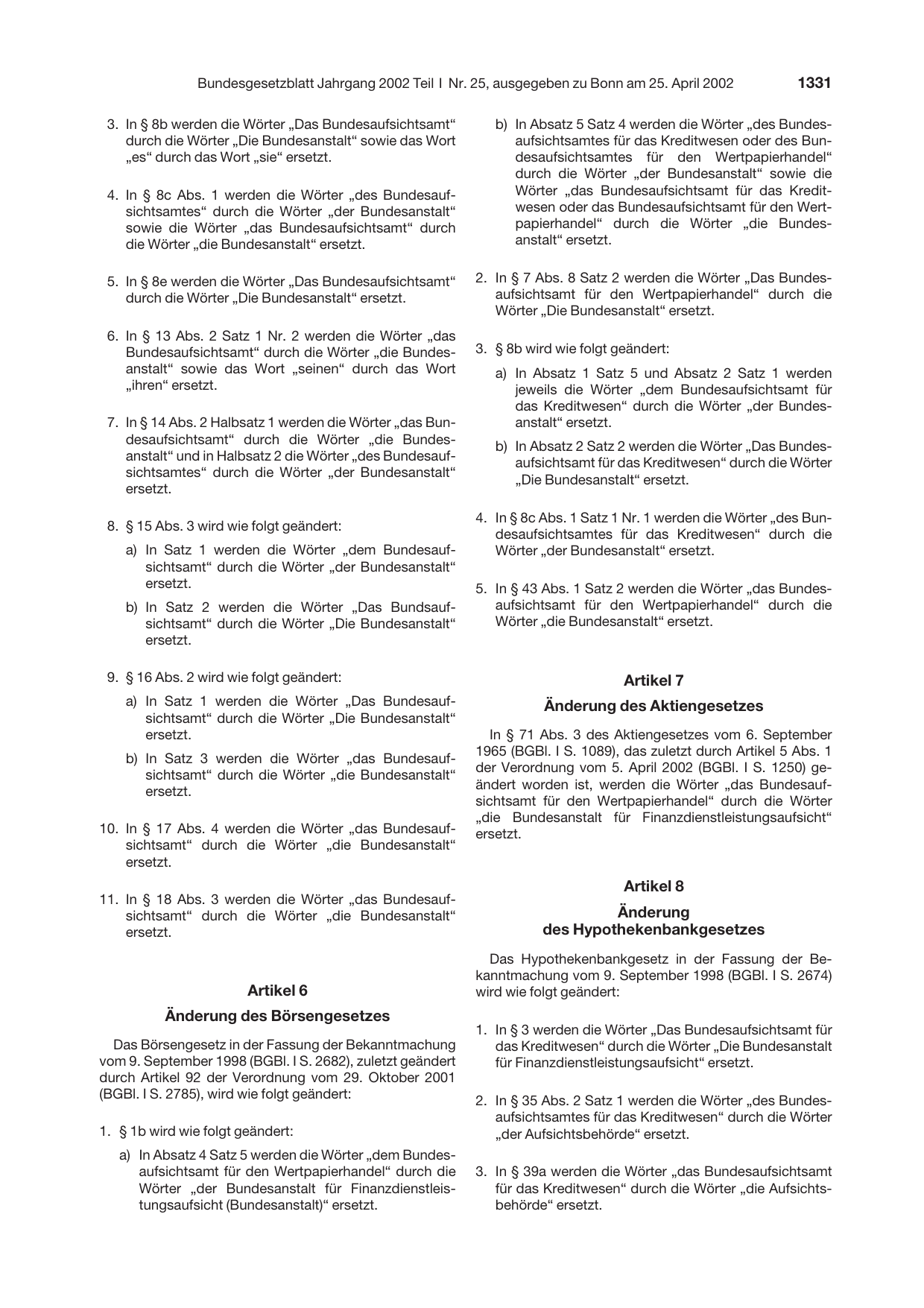 BGBl. 2002, Seite 1331 — Originalseite als Abbildung