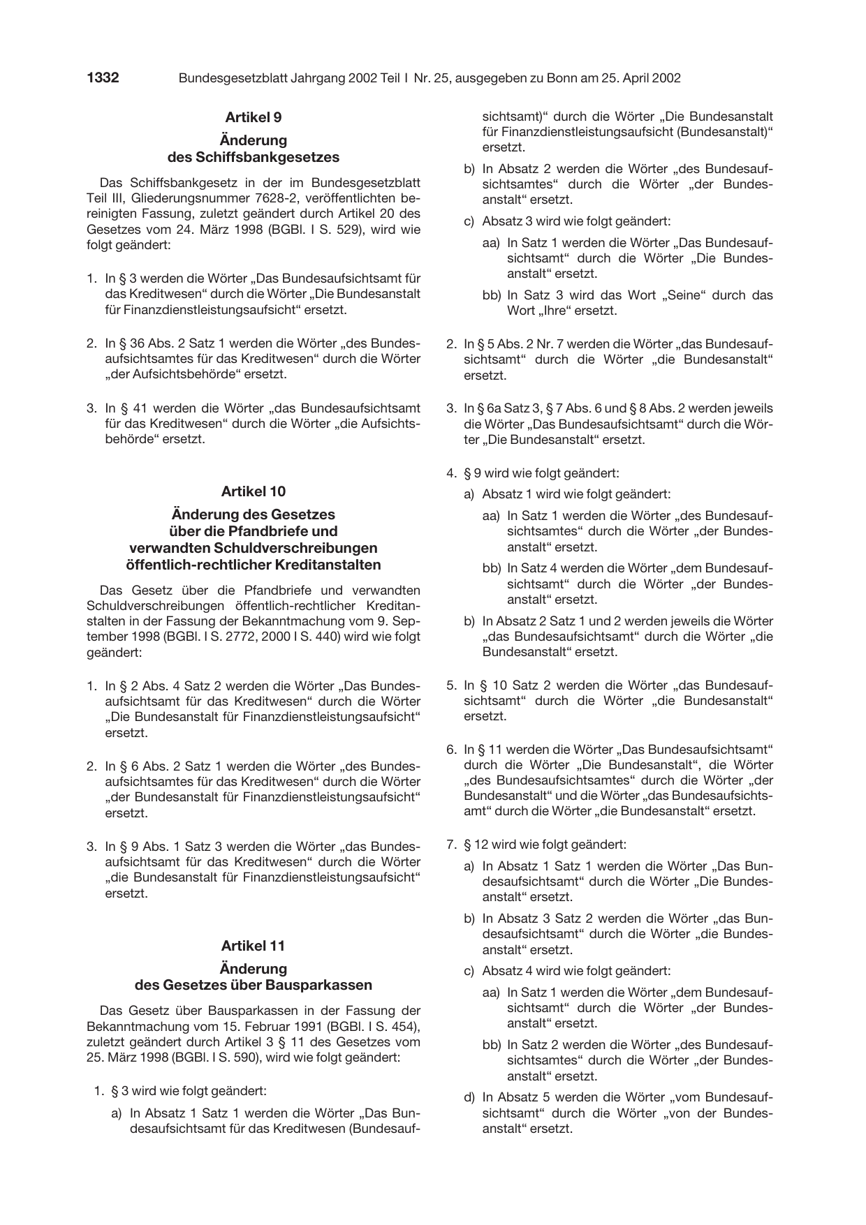BGBl. 2002, Seite 1332 — Originalseite als Abbildung