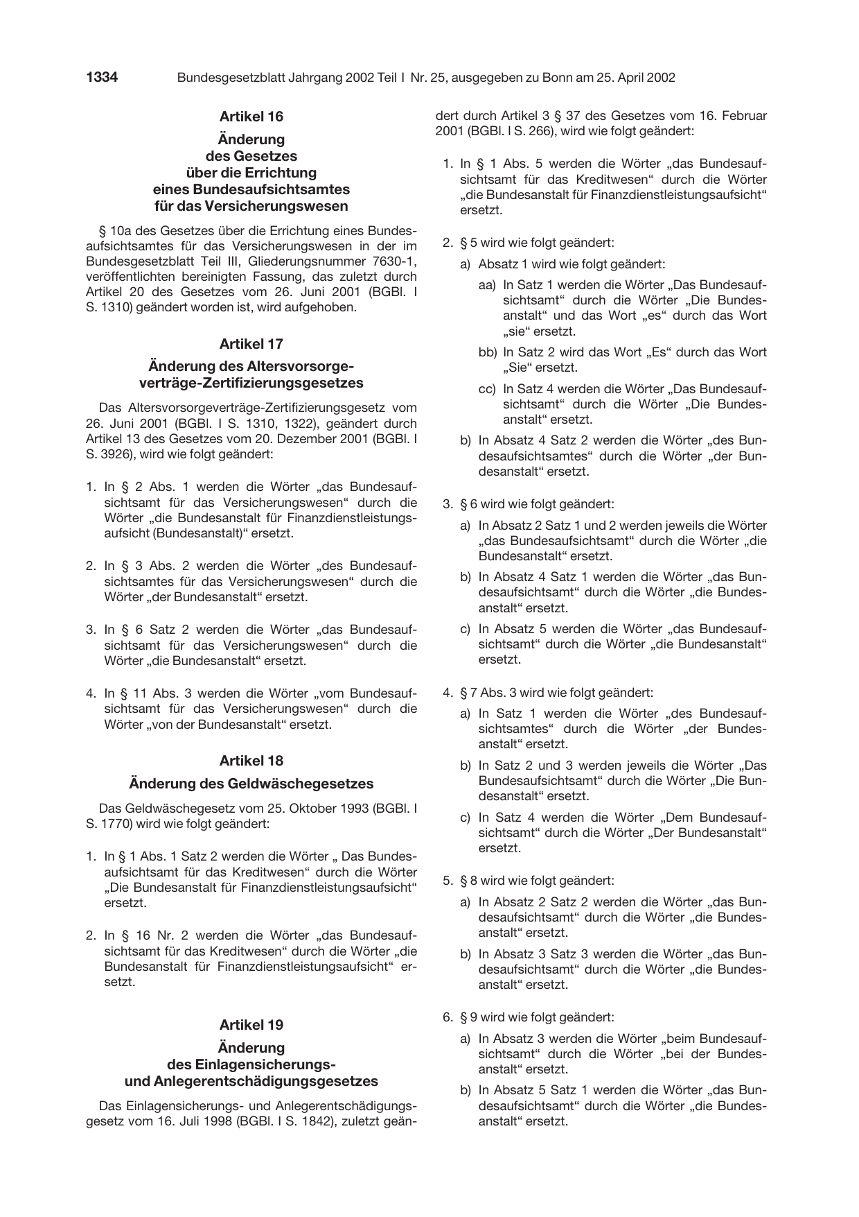 BGBl. 2002, Seite 1334 — Originalseite als Abbildung