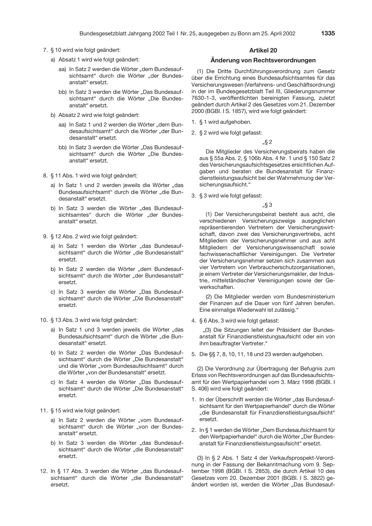 BGBl. 2002, Seite 1335 — Originalseite als Abbildung