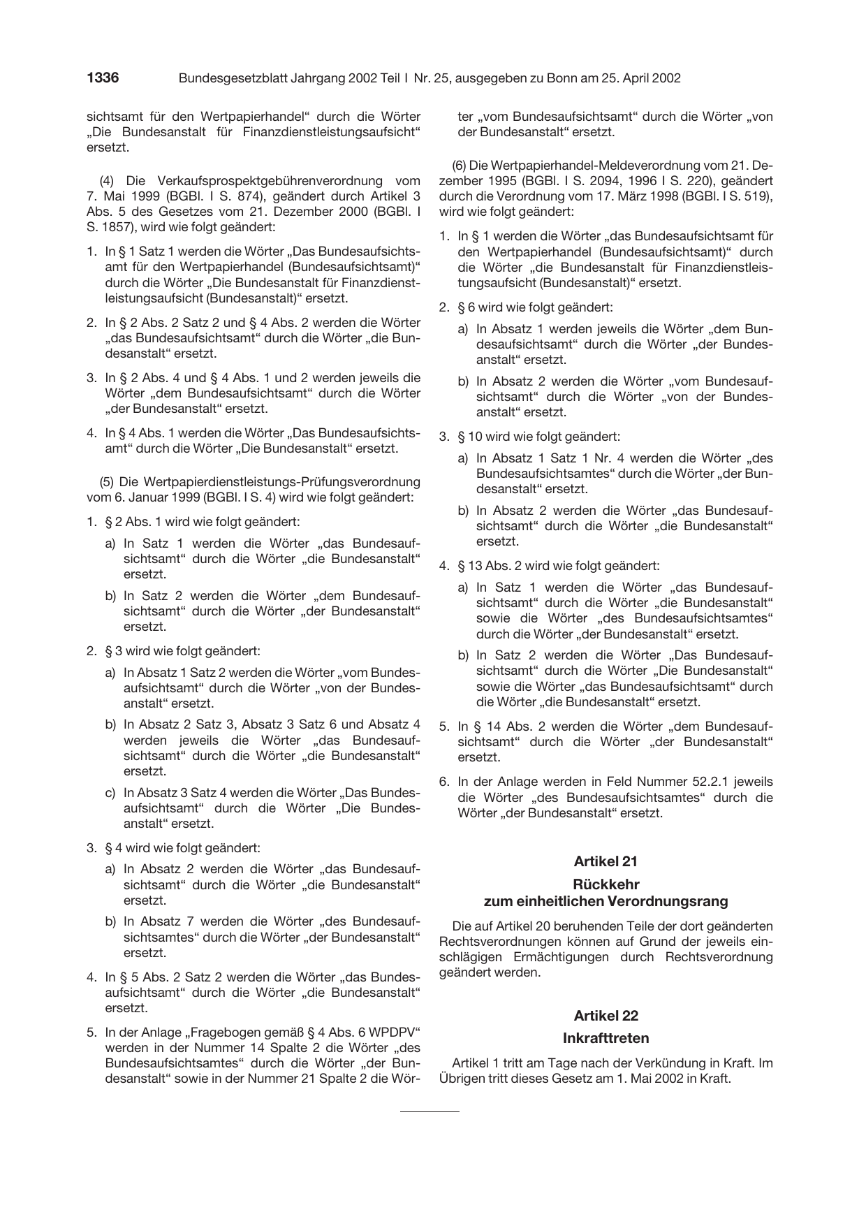 BGBl. 2002, Seite 1336 — Originalseite als Abbildung