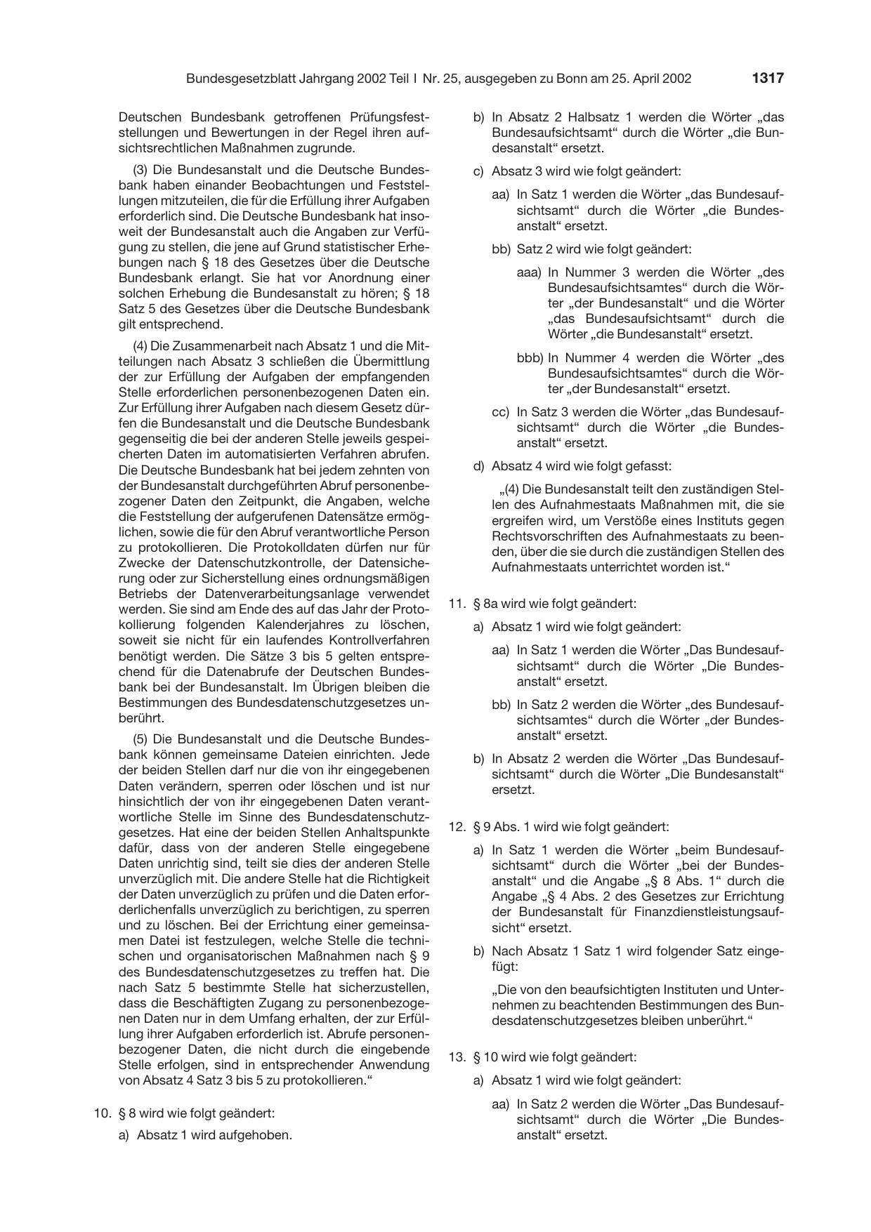 BGBl. 2002, Seite 1317 — Originalseite als Abbildung