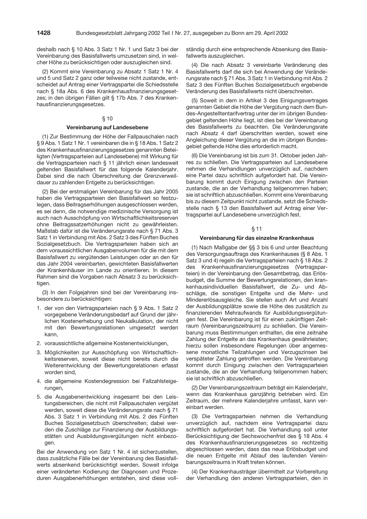 BGBl. 2002, Seite 1428 — Originalseite als Abbildung