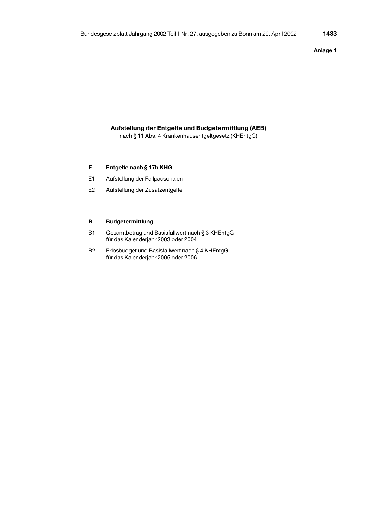 BGBl. 2002, Seite 1433 — Originalseite als Abbildung
