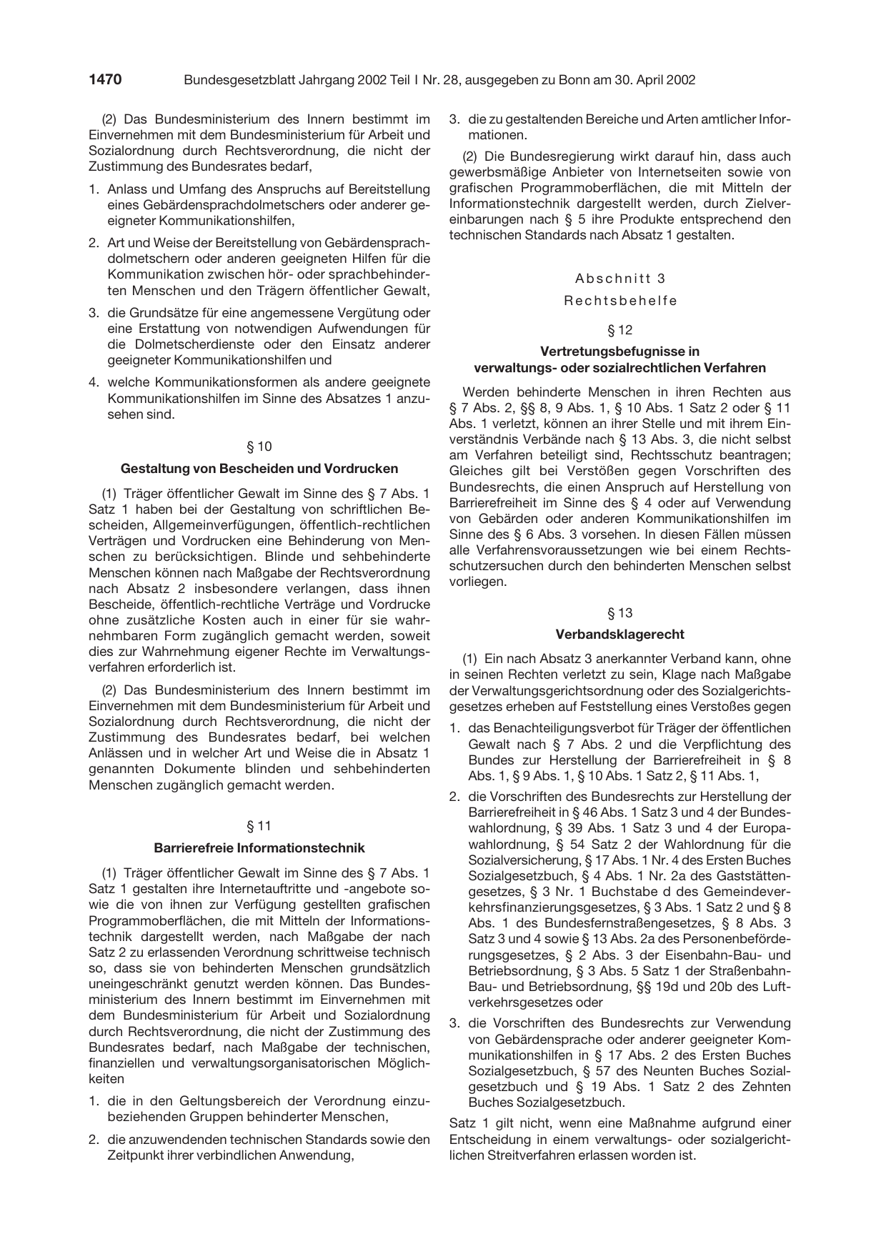 BGBl. 2002, Seite 1470 — Originalseite als Abbildung