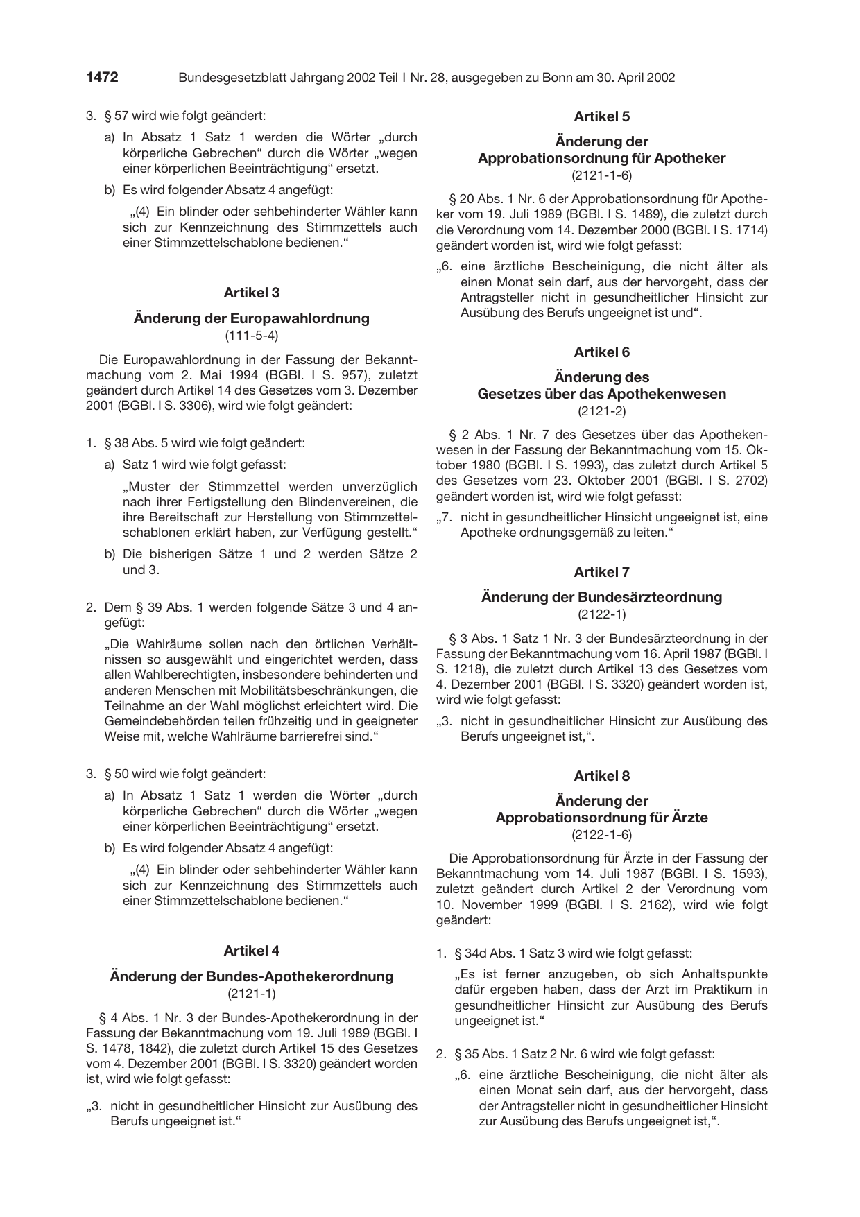 BGBl. 2002, Seite 1472 — Originalseite als Abbildung