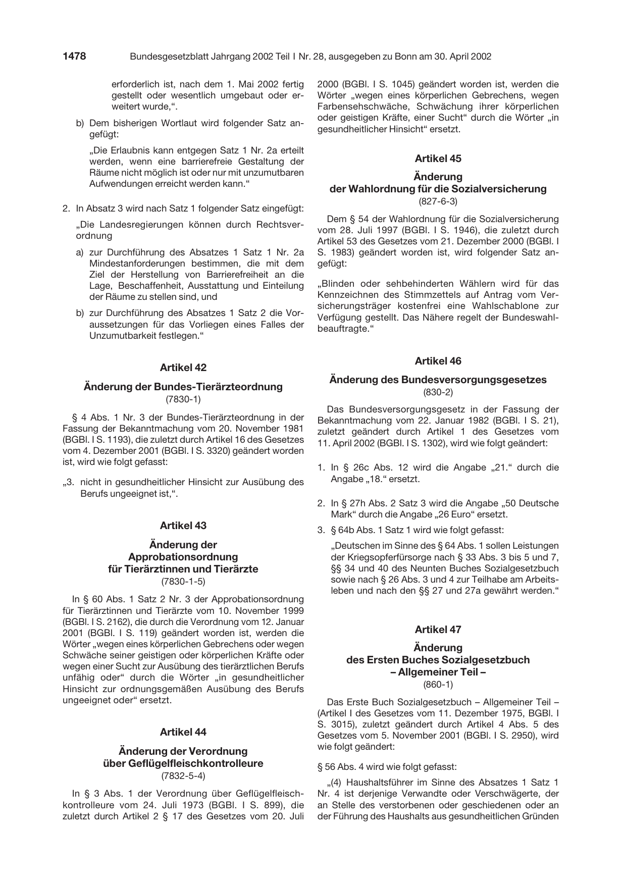 BGBl. 2002, Seite 1478 — Originalseite als Abbildung