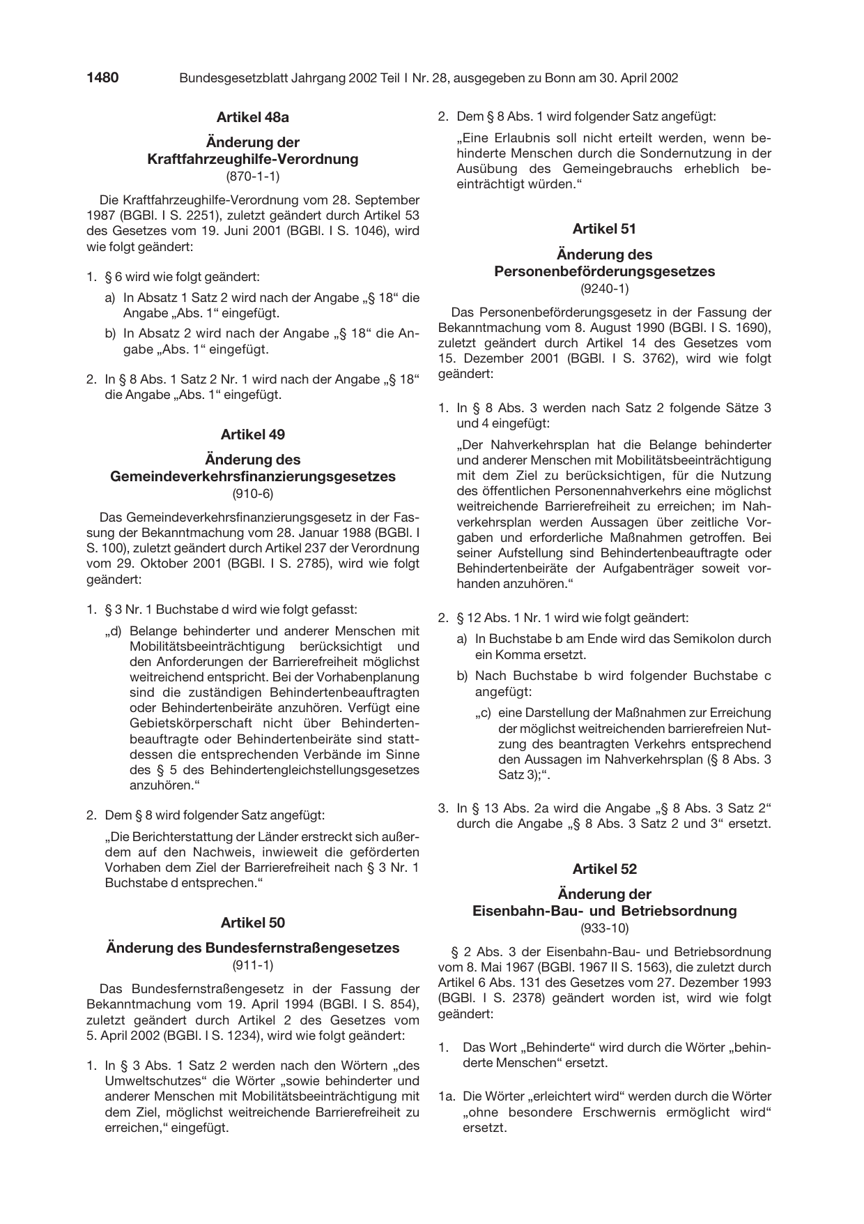 BGBl. 2002, Seite 1480 — Originalseite als Abbildung