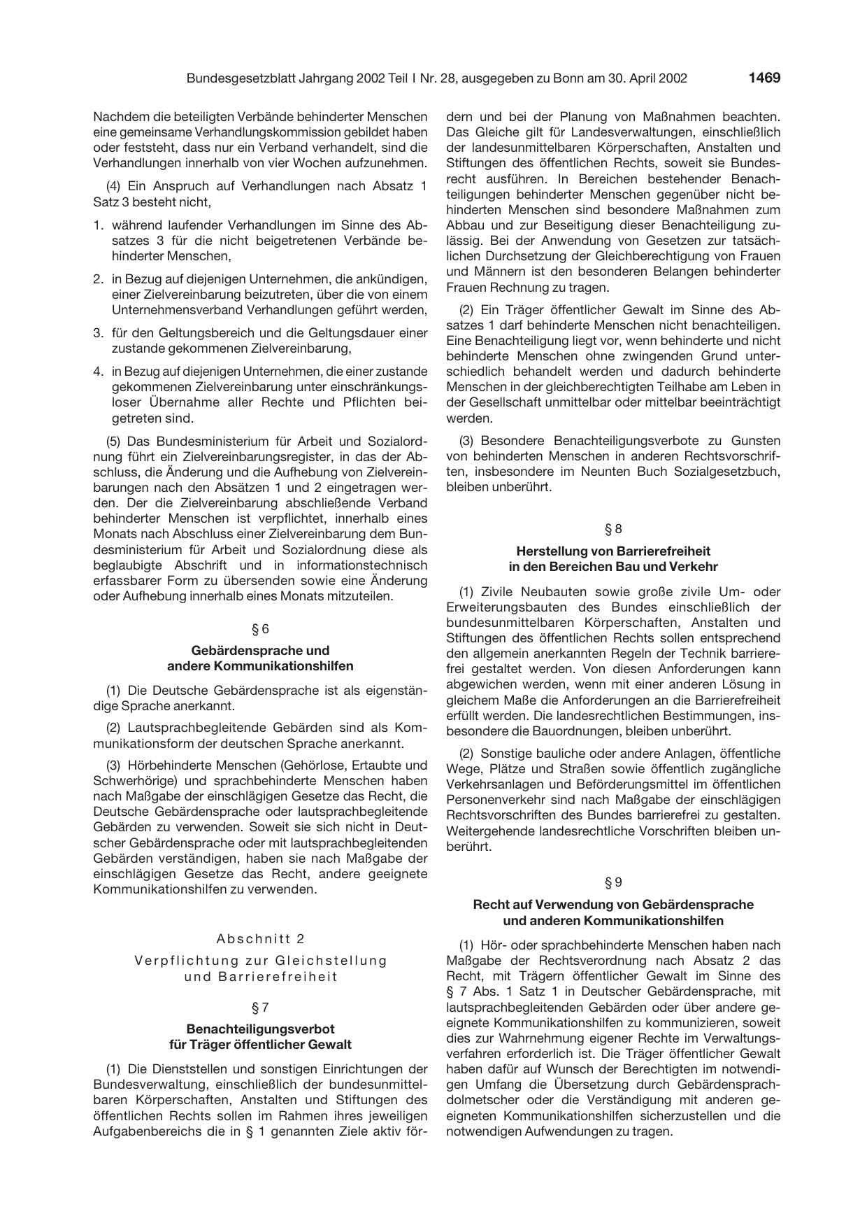BGBl. 2002, Seite 1469 — Originalseite als Abbildung