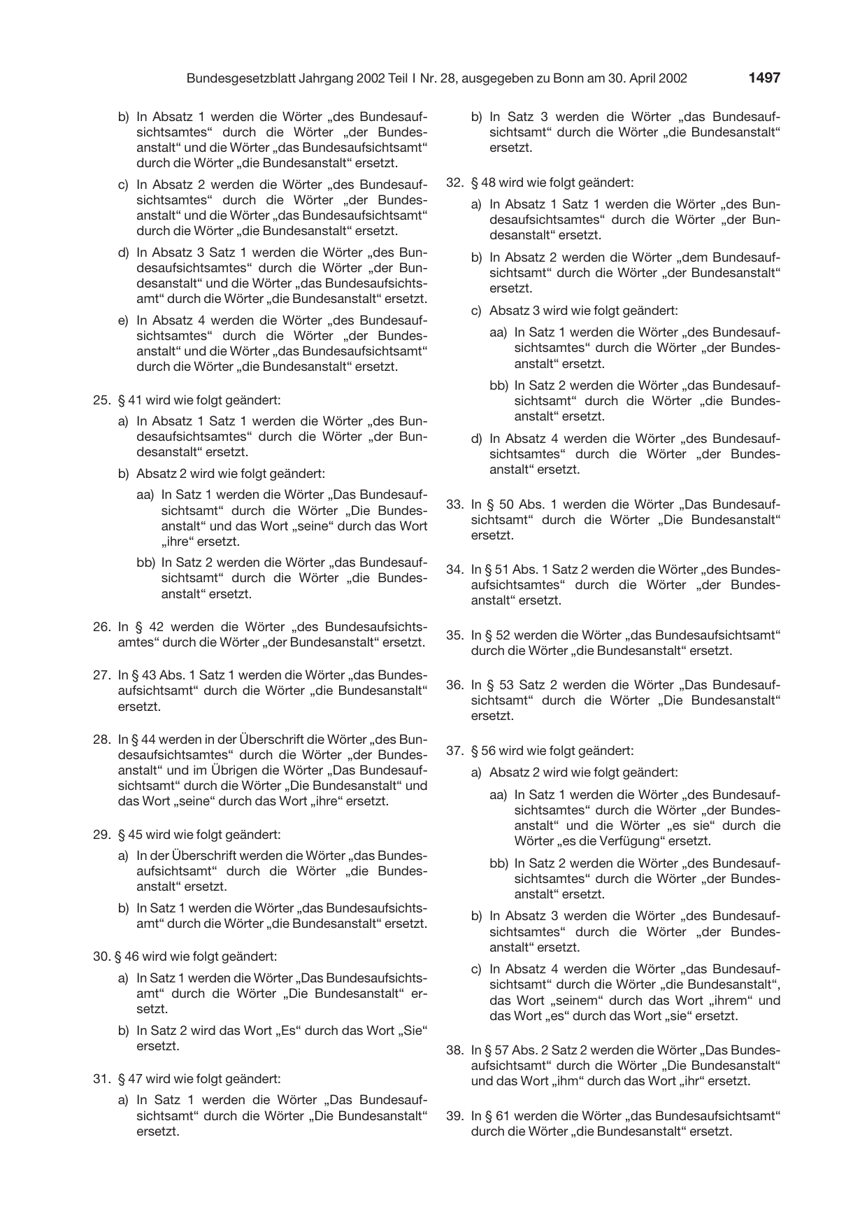 BGBl. 2002, Seite 1497 — Originalseite als Abbildung