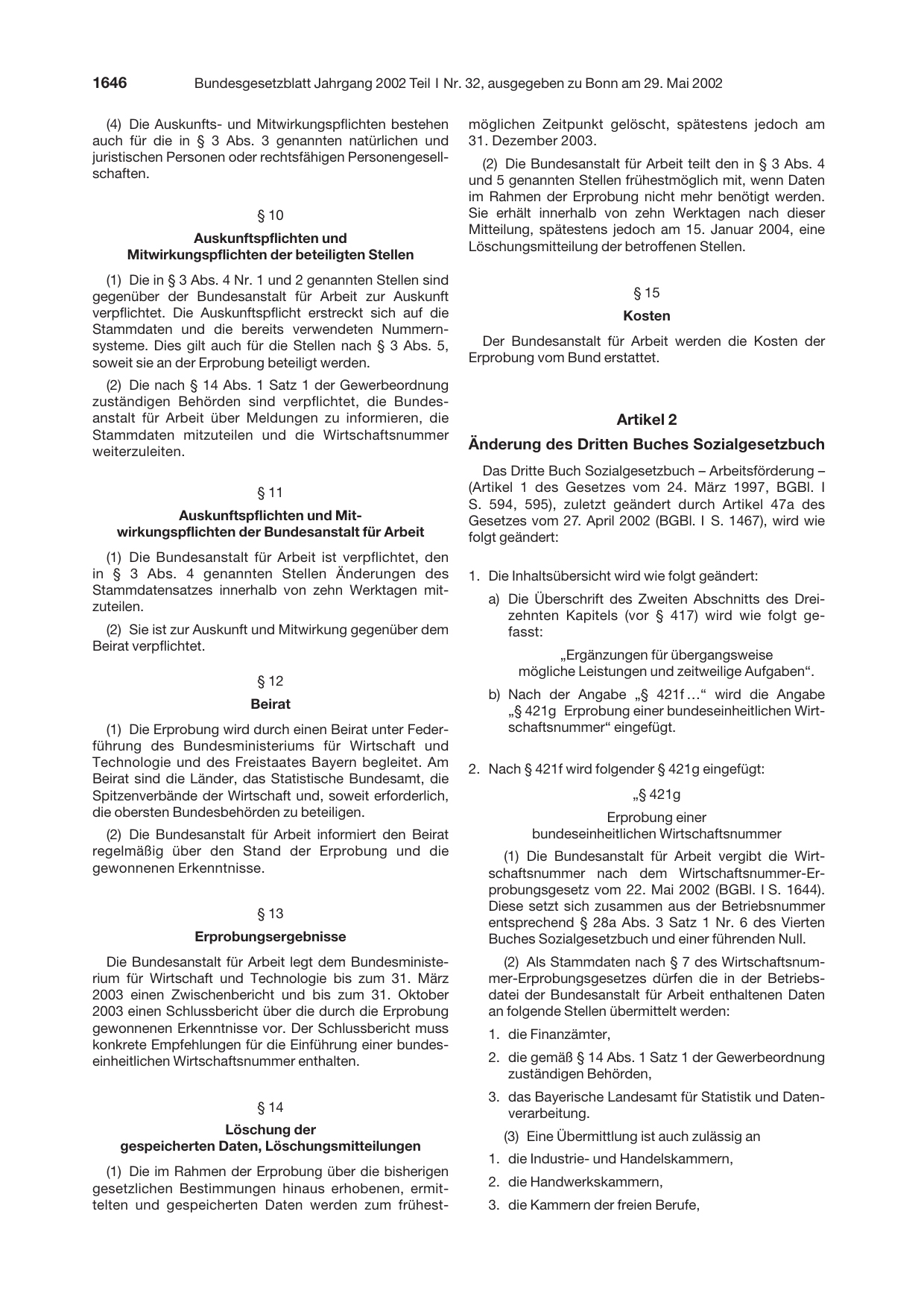 BGBl. 2002, Seite 1646 — Originalseite als Abbildung