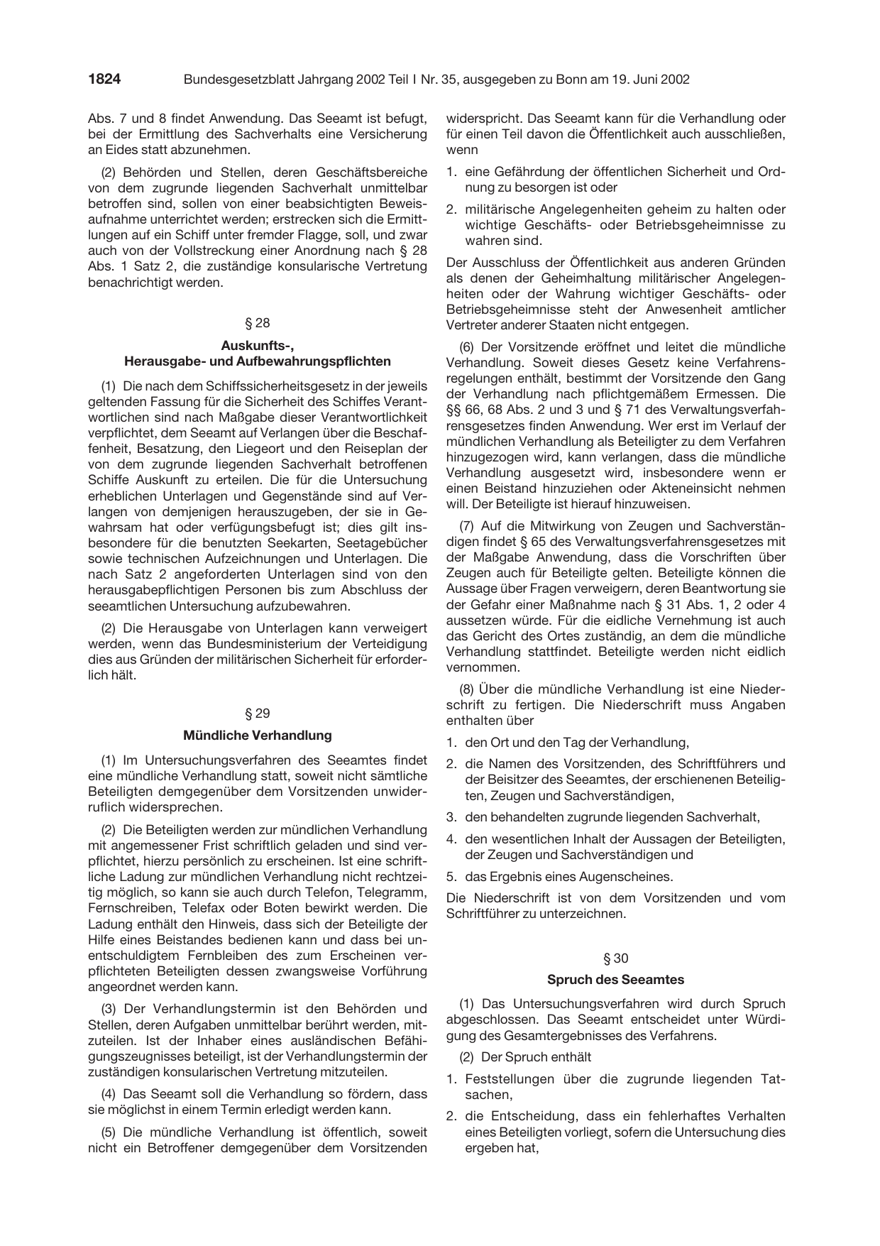 BGBl. 2002, Seite 1824 — Originalseite als Abbildung