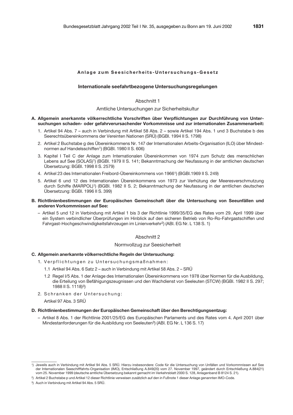 BGBl. 2002, Seite 1831 — Originalseite als Abbildung