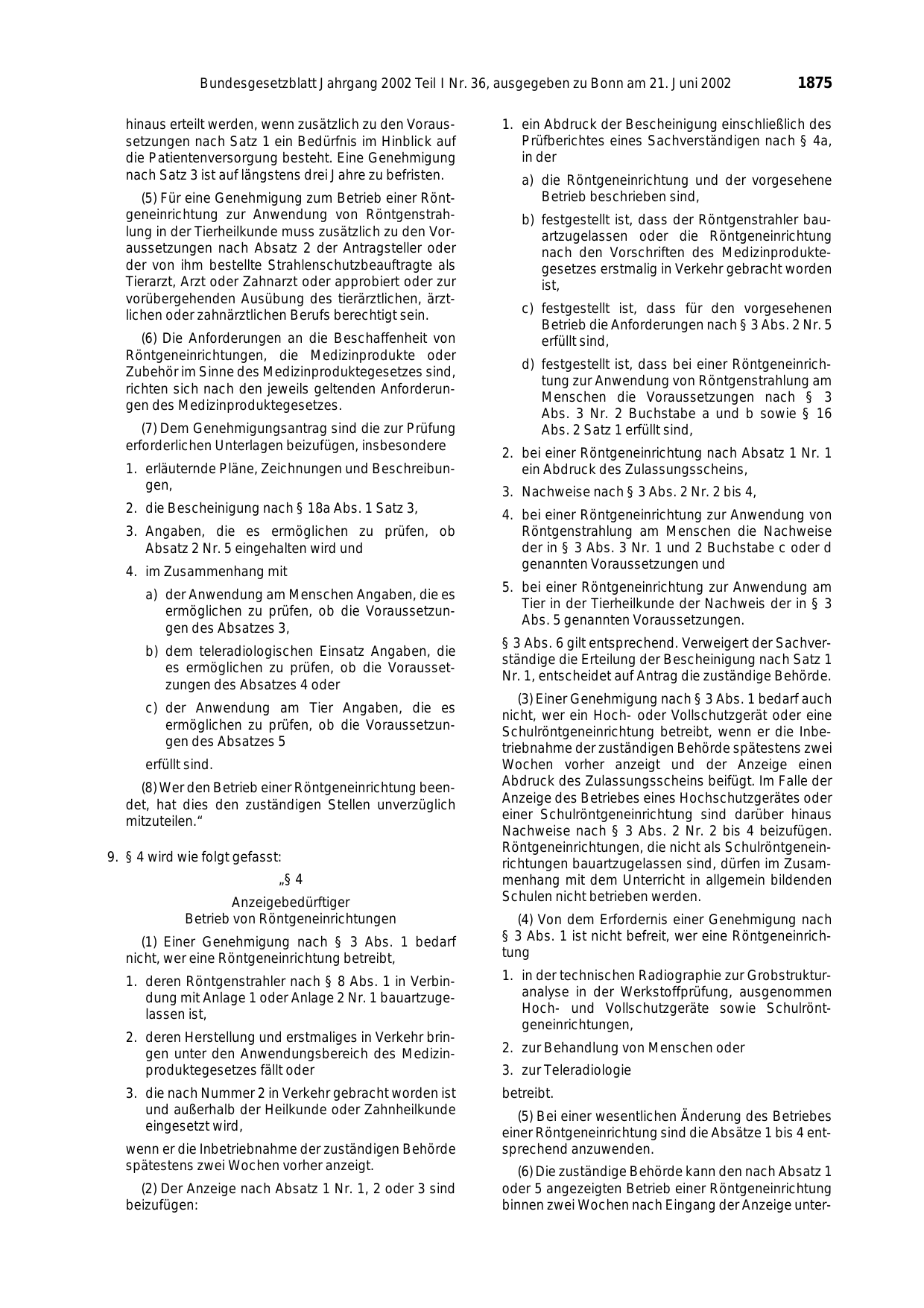 BGBl. 2002, Seite 1875 — Originalseite als Abbildung