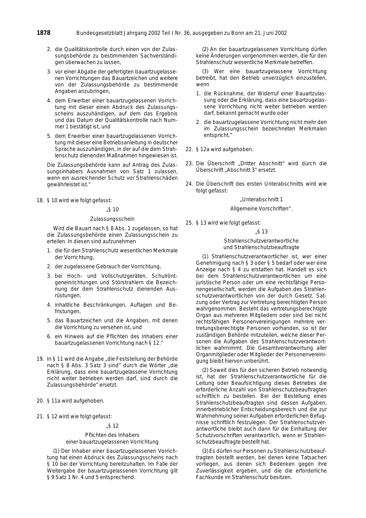 BGBl. 2002, Seite 1878 — Originalseite als Abbildung