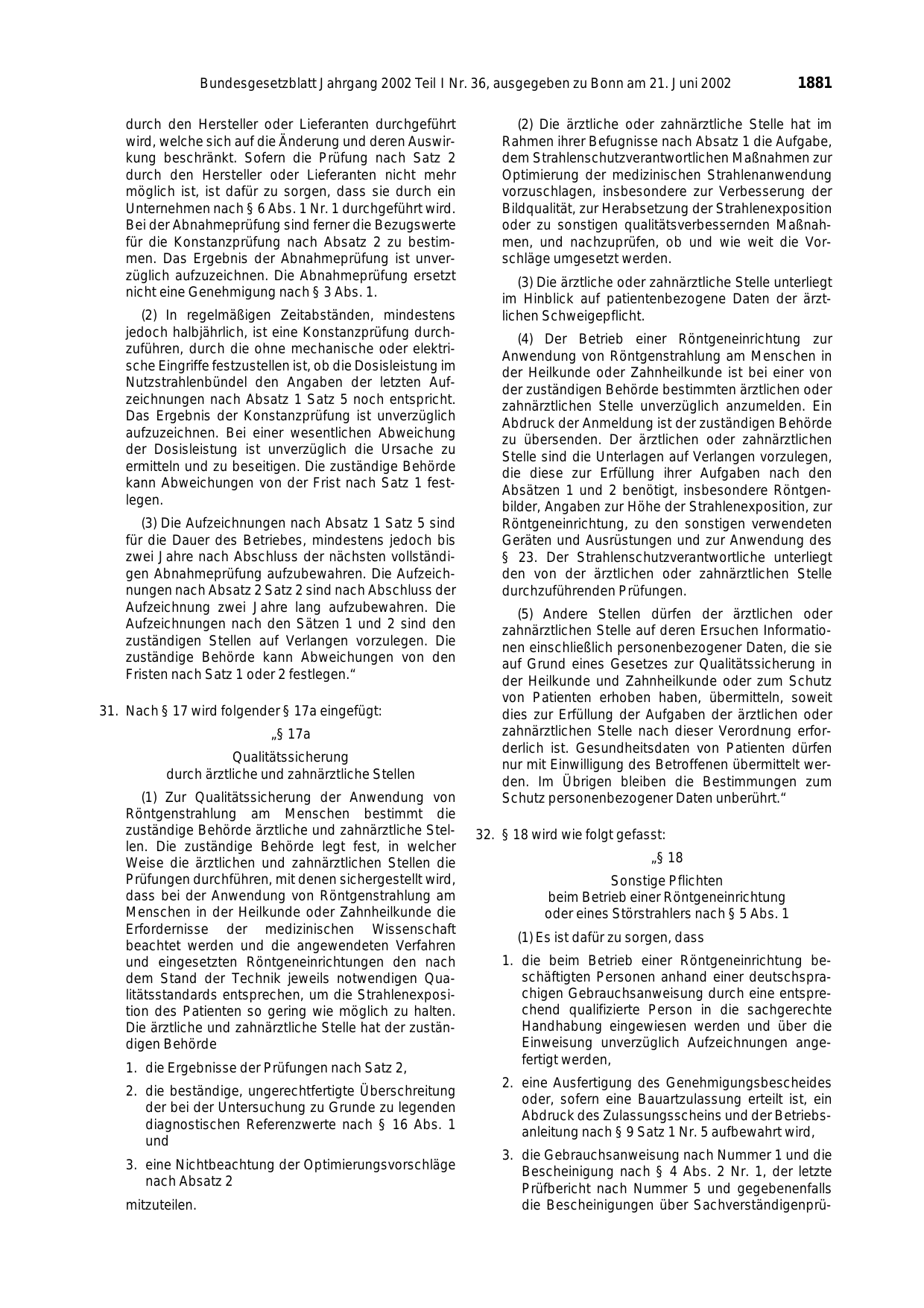 BGBl. 2002, Seite 1881 — Originalseite als Abbildung