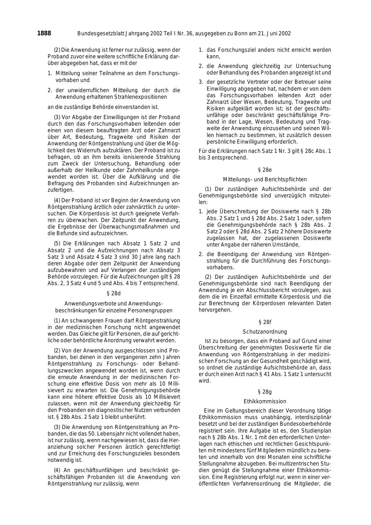 BGBl. 2002, Seite 1888 — Originalseite als Abbildung