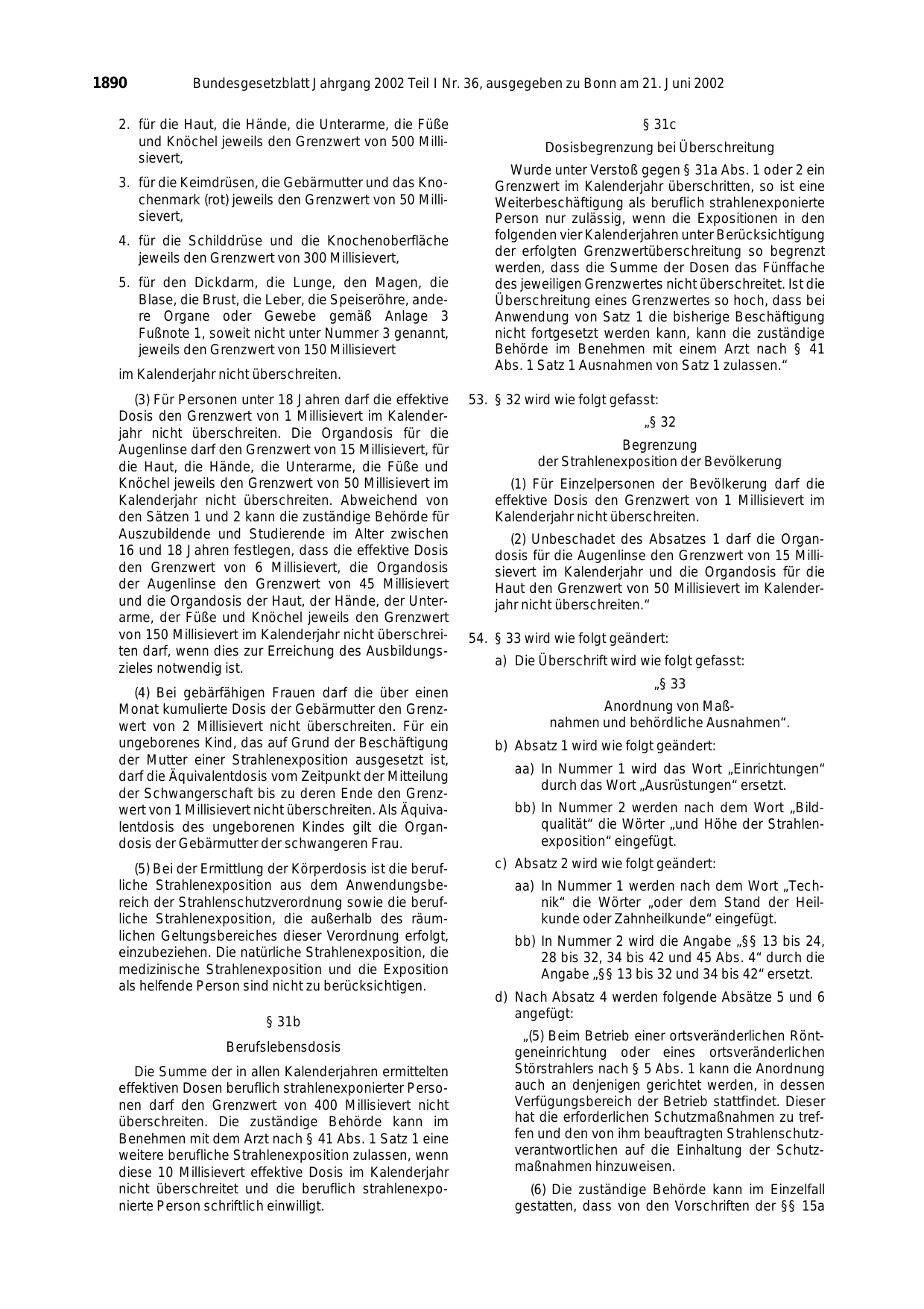 BGBl. 2002, Seite 1890 — Originalseite als Abbildung