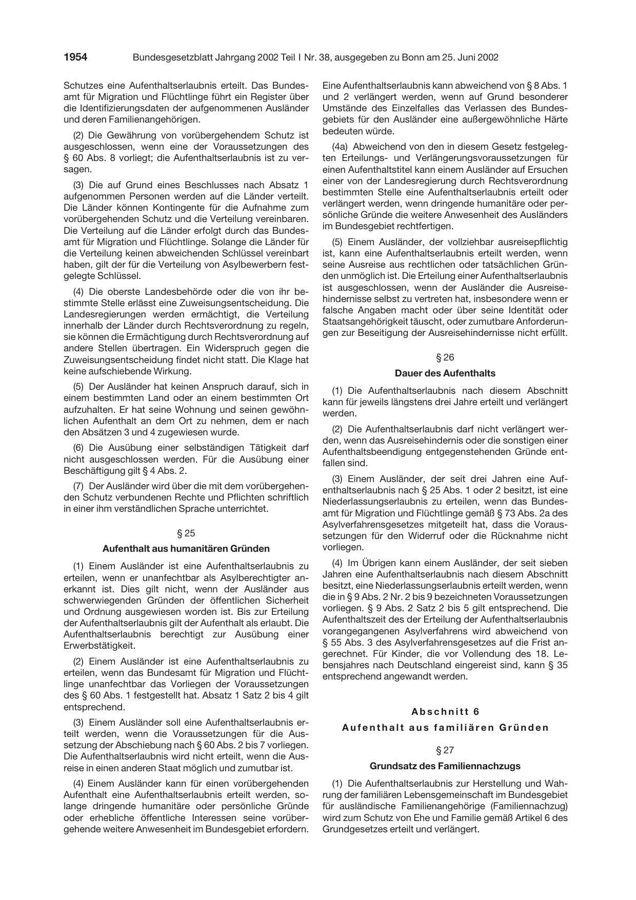 BGBl. 2002, Seite 1954 — Originalseite als Abbildung