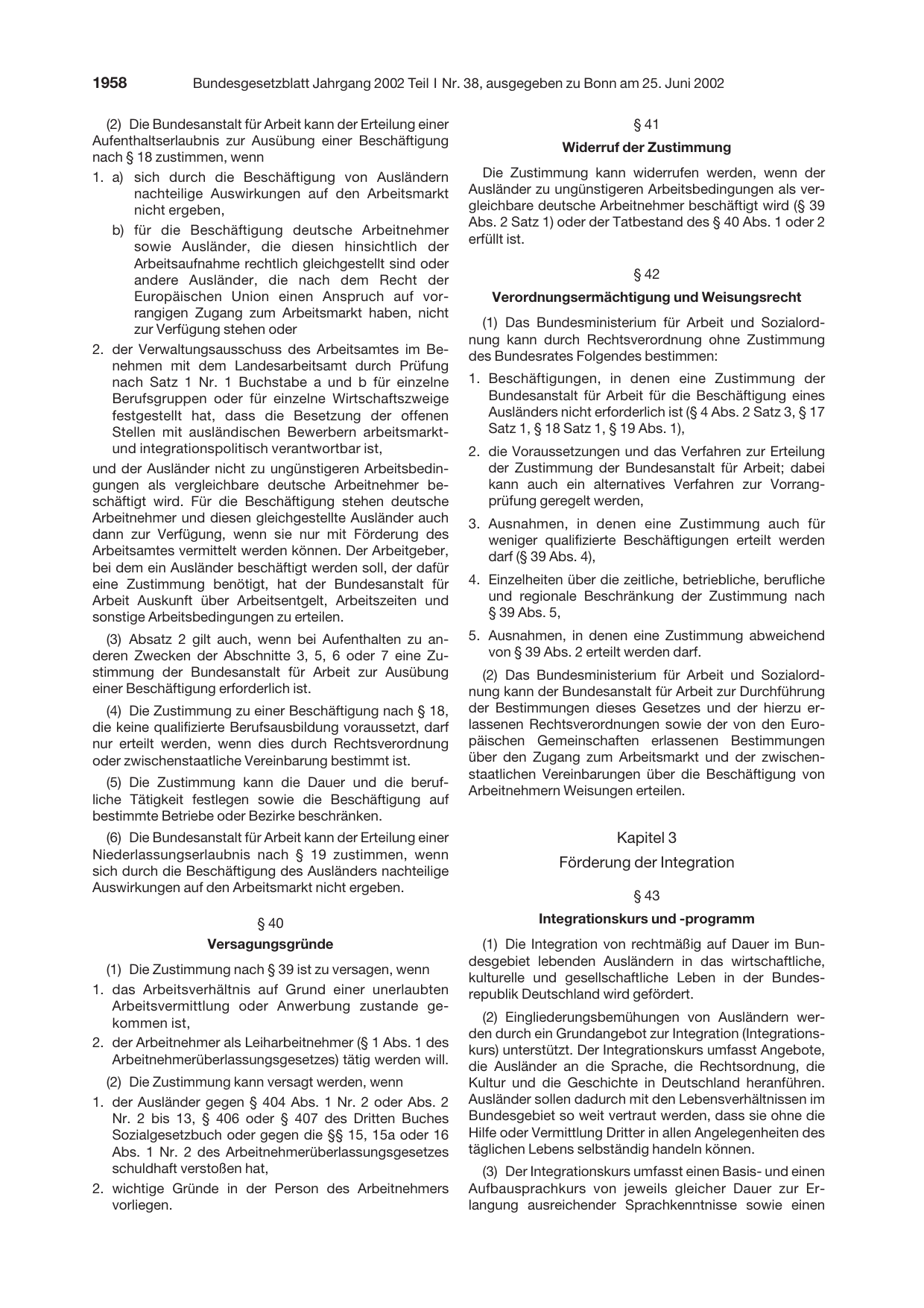 BGBl. 2002, Seite 1958 — Originalseite als Abbildung