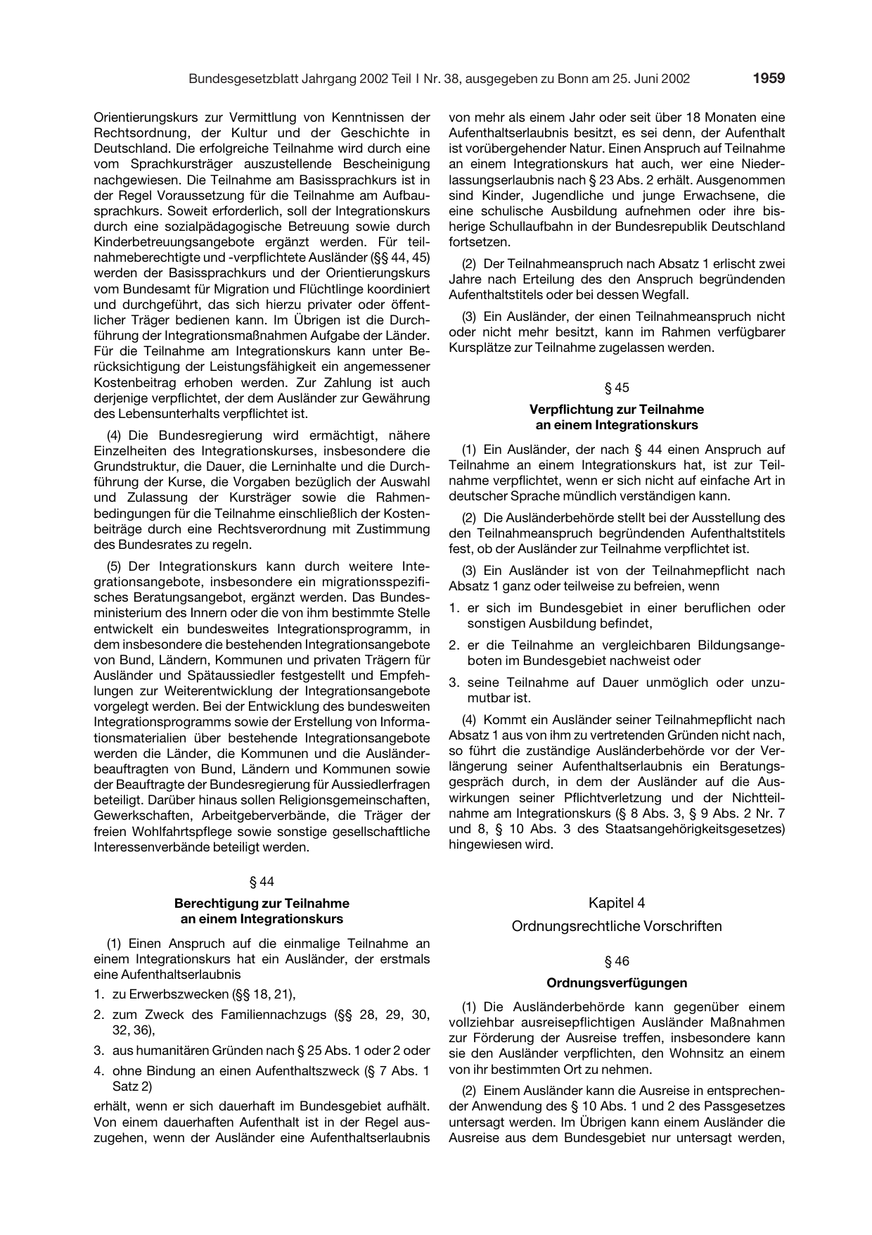 BGBl. 2002, Seite 1959 — Originalseite als Abbildung