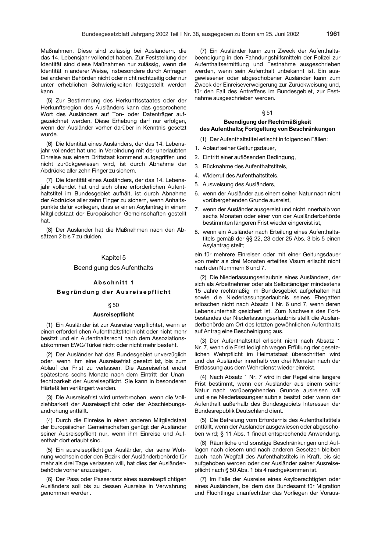 BGBl. 2002, Seite 1961 — Originalseite als Abbildung