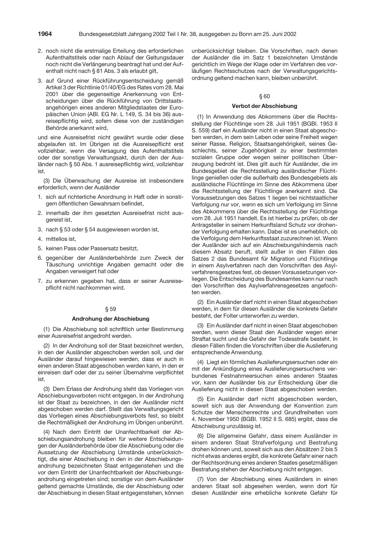 BGBl. 2002, Seite 1964 — Originalseite als Abbildung