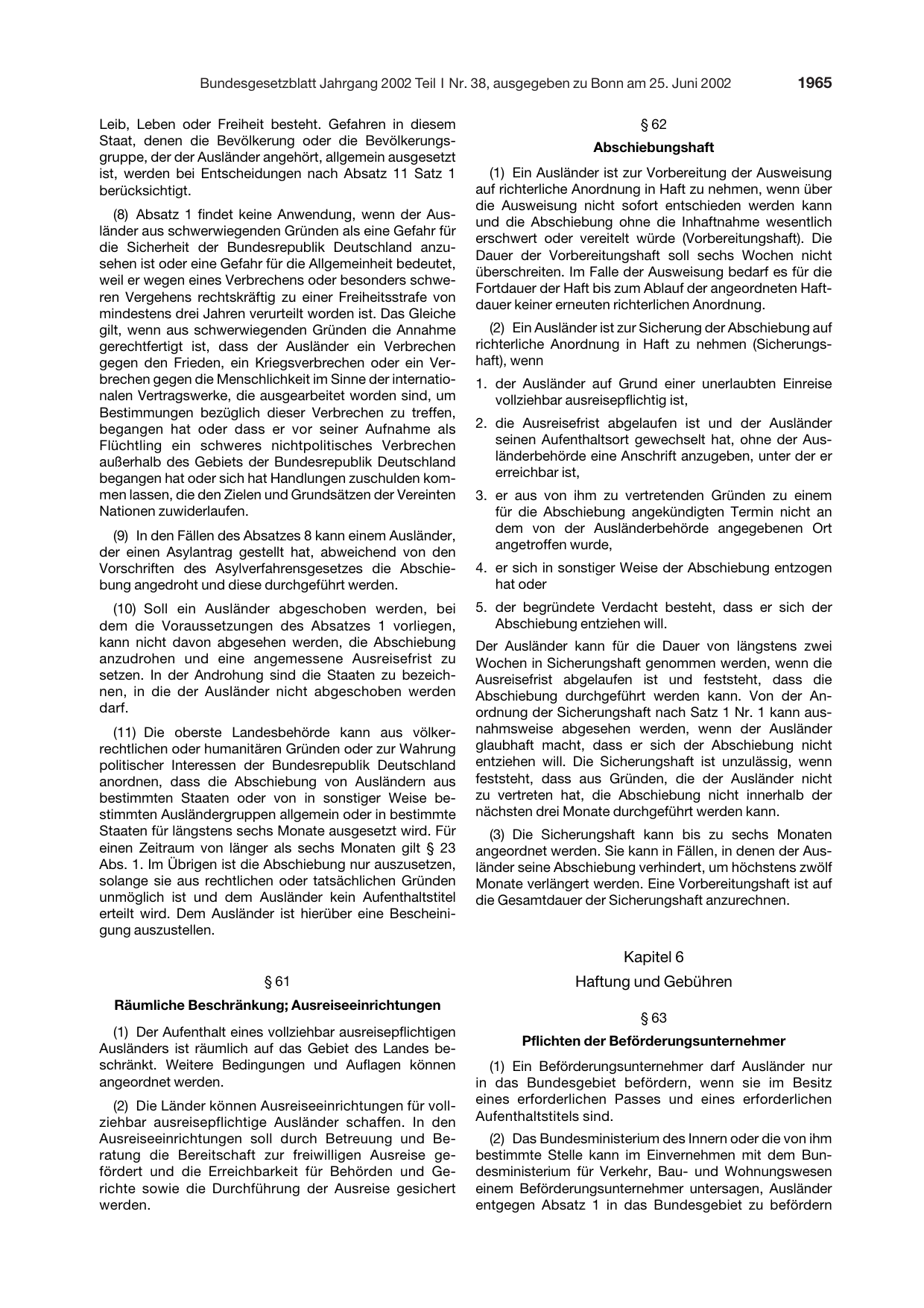 BGBl. 2002, Seite 1965 — Originalseite als Abbildung