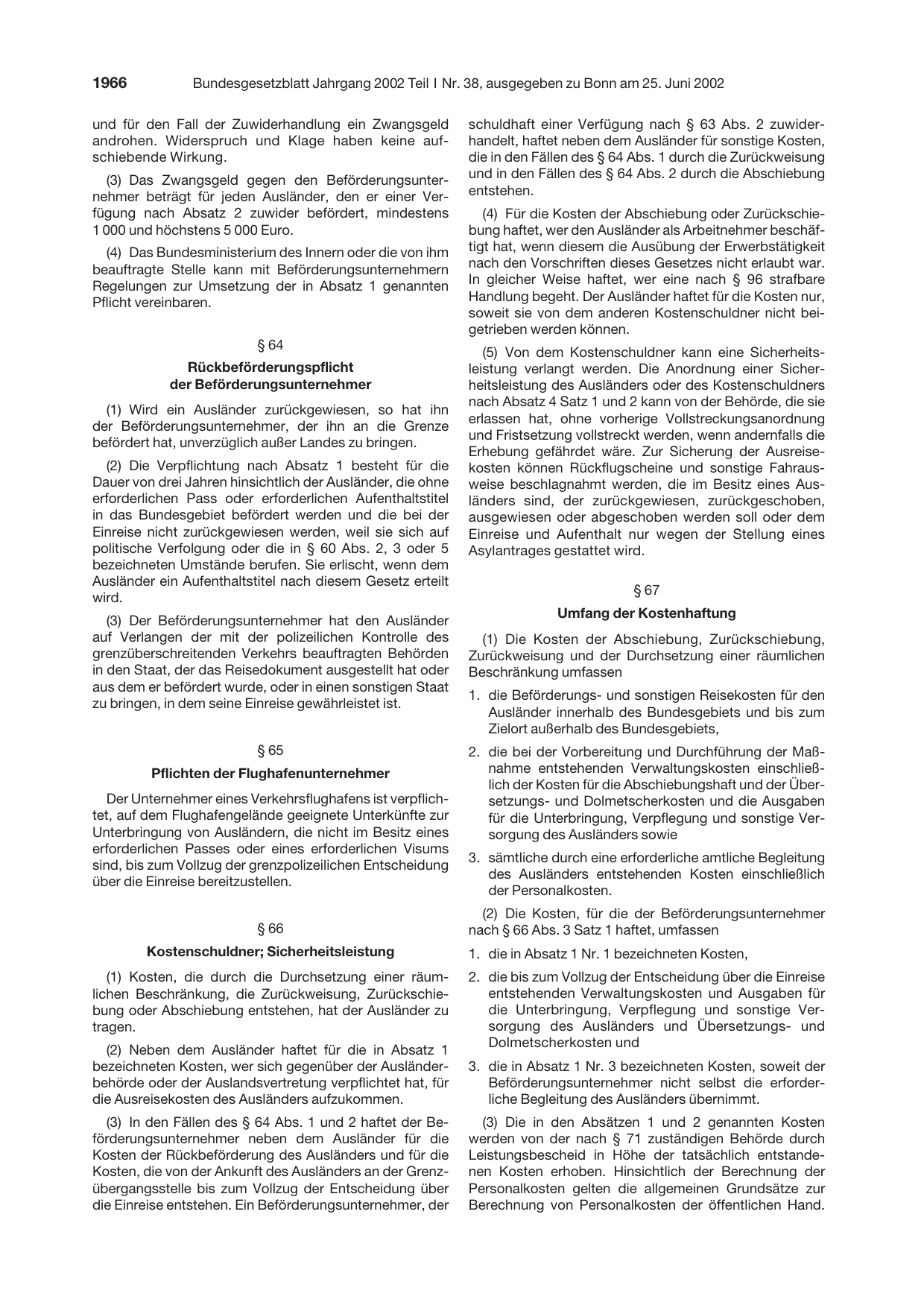 BGBl. 2002, Seite 1966 — Originalseite als Abbildung