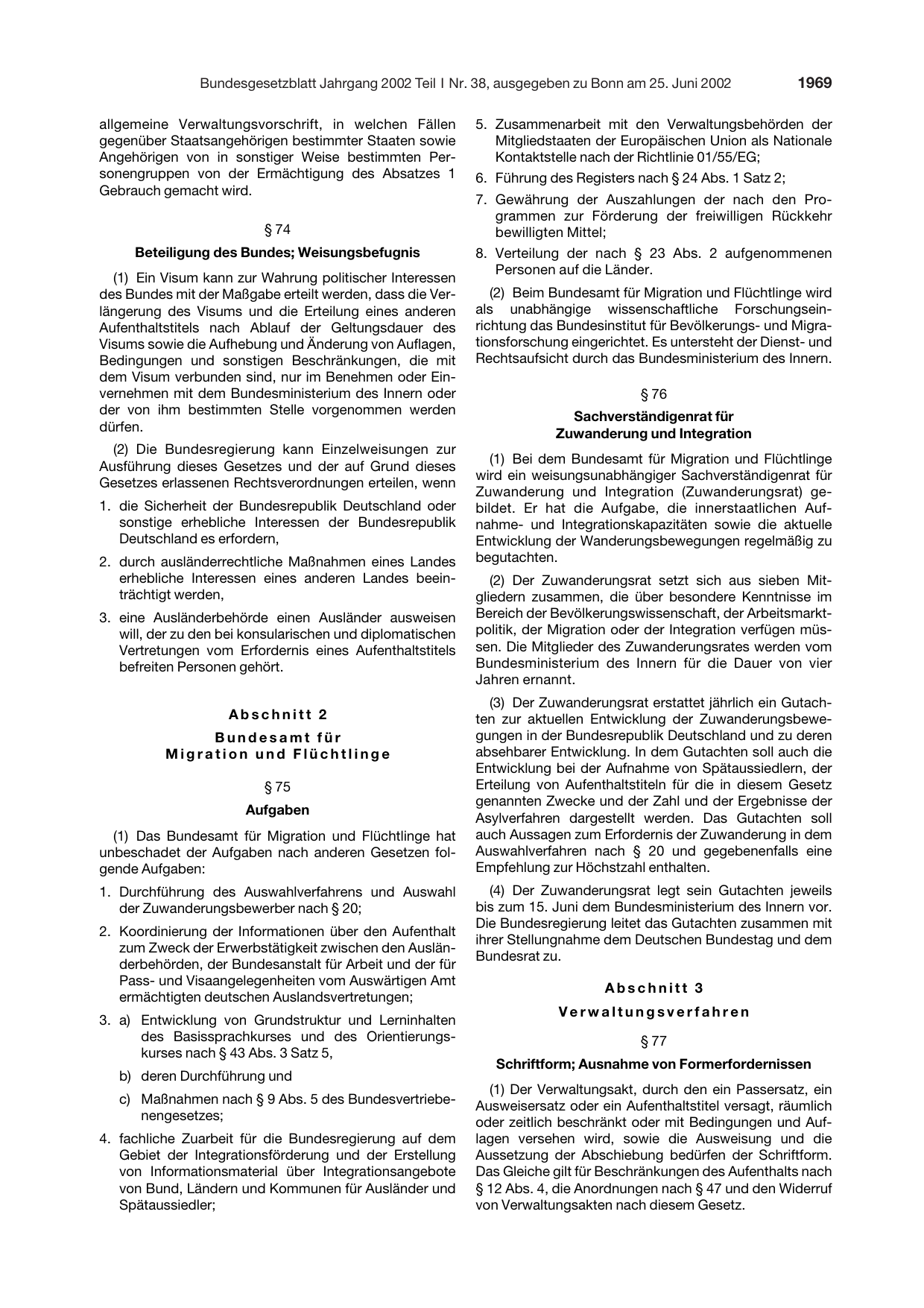 BGBl. 2002, Seite 1969 — Originalseite als Abbildung