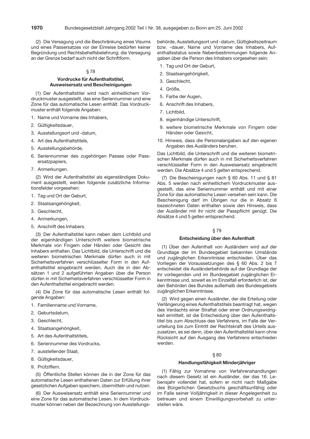 BGBl. 2002, Seite 1970 — Originalseite als Abbildung