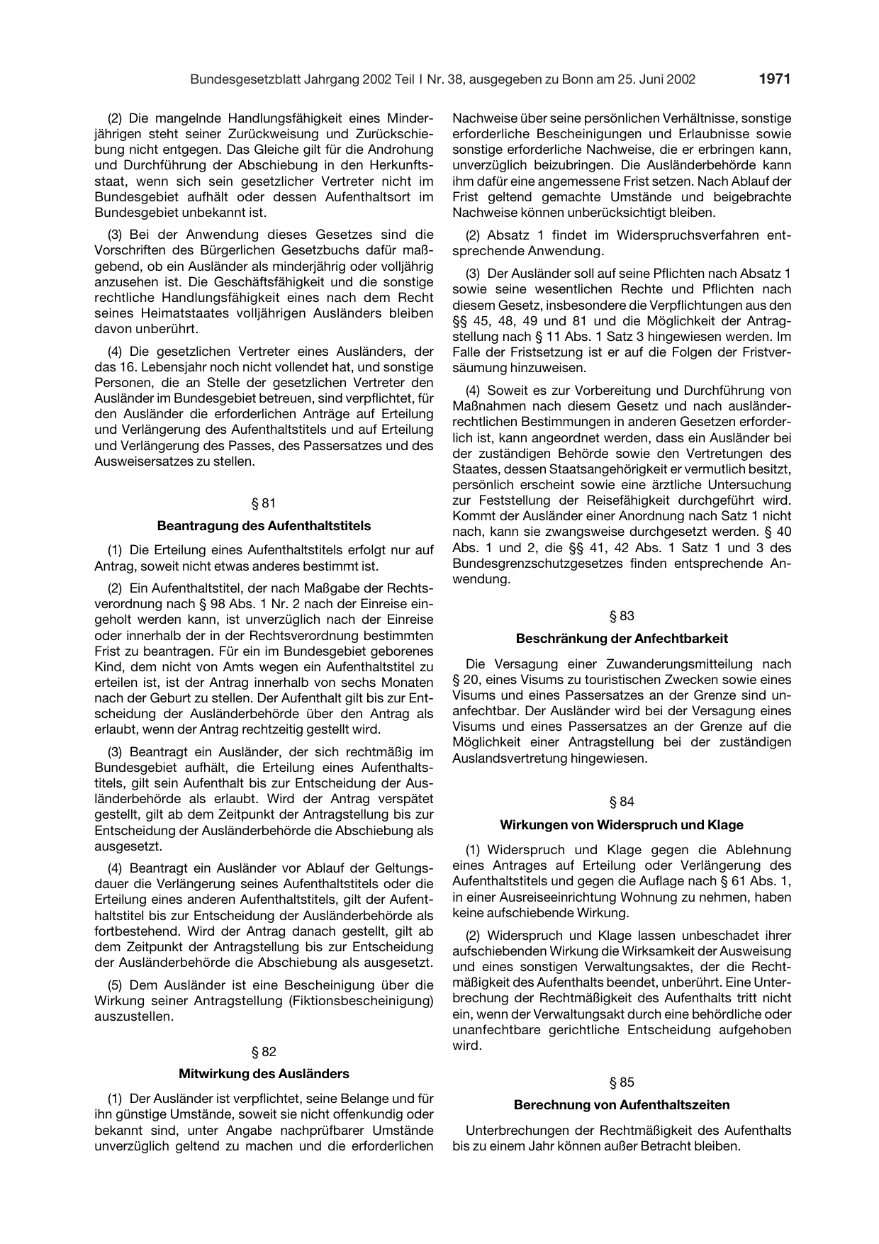 BGBl. 2002, Seite 1971 — Originalseite als Abbildung