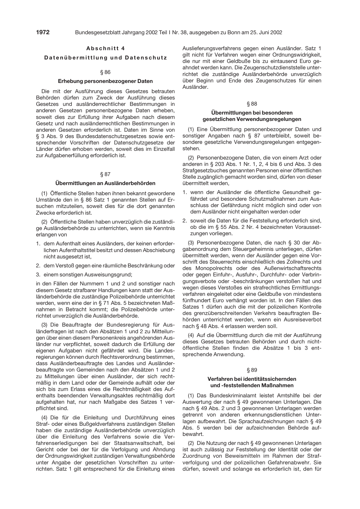 BGBl. 2002, Seite 1972 — Originalseite als Abbildung