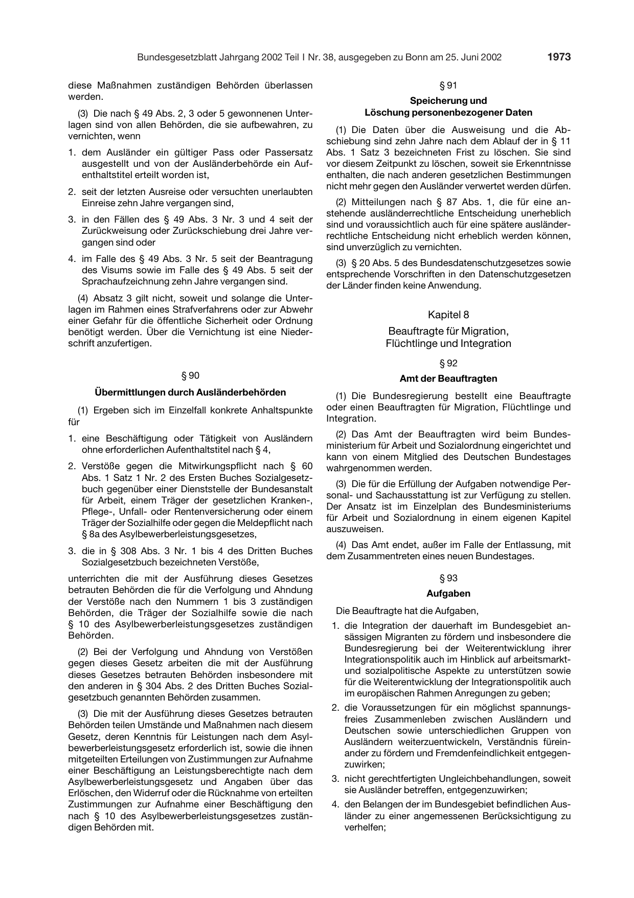 BGBl. 2002, Seite 1973 — Originalseite als Abbildung