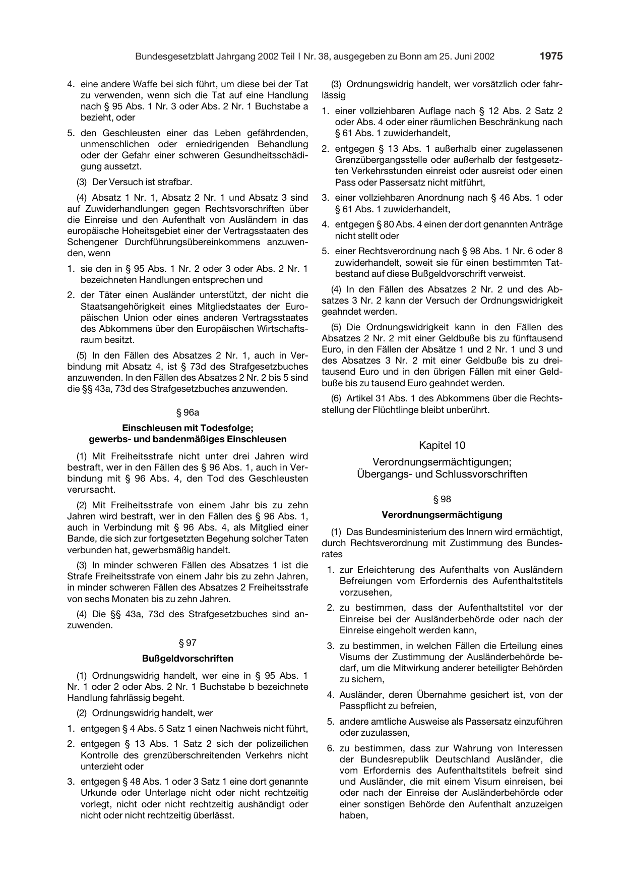 BGBl. 2002, Seite 1975 — Originalseite als Abbildung