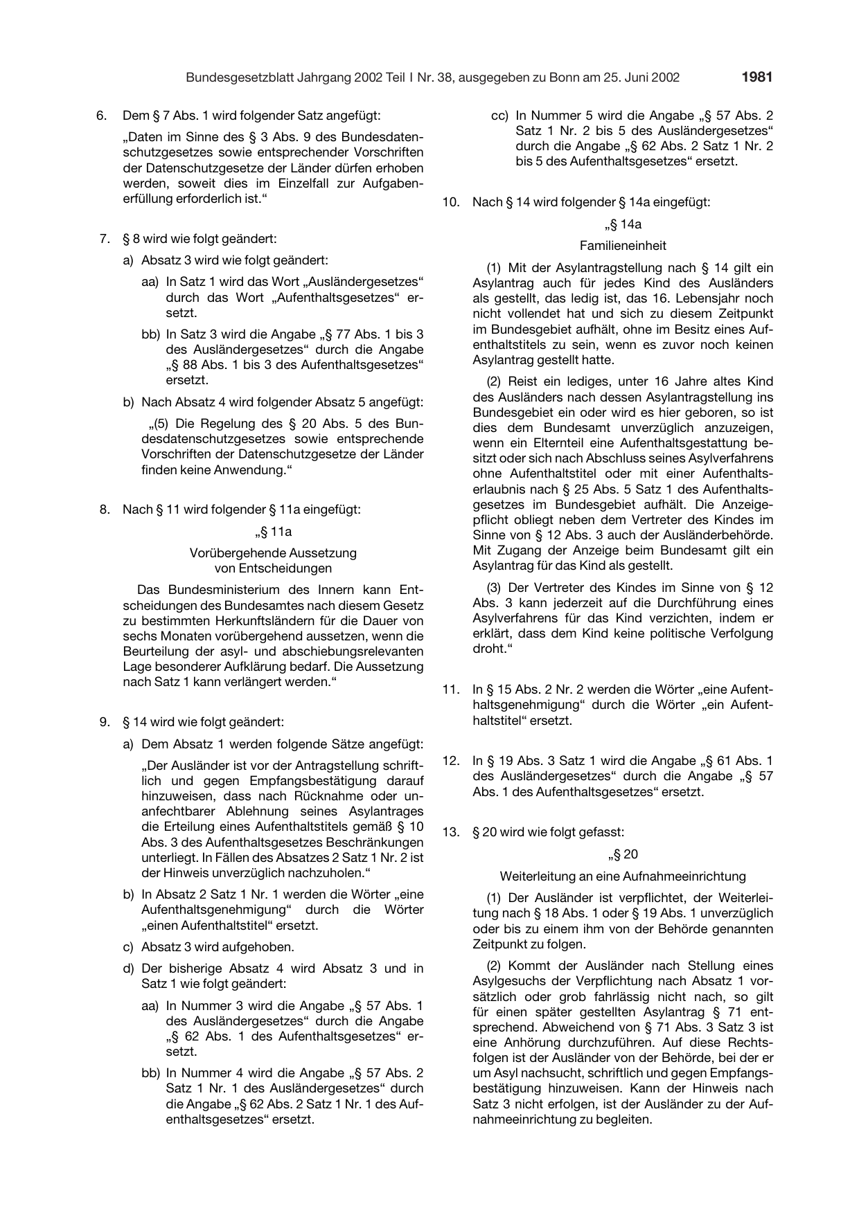 BGBl. 2002, Seite 1981 — Originalseite als Abbildung